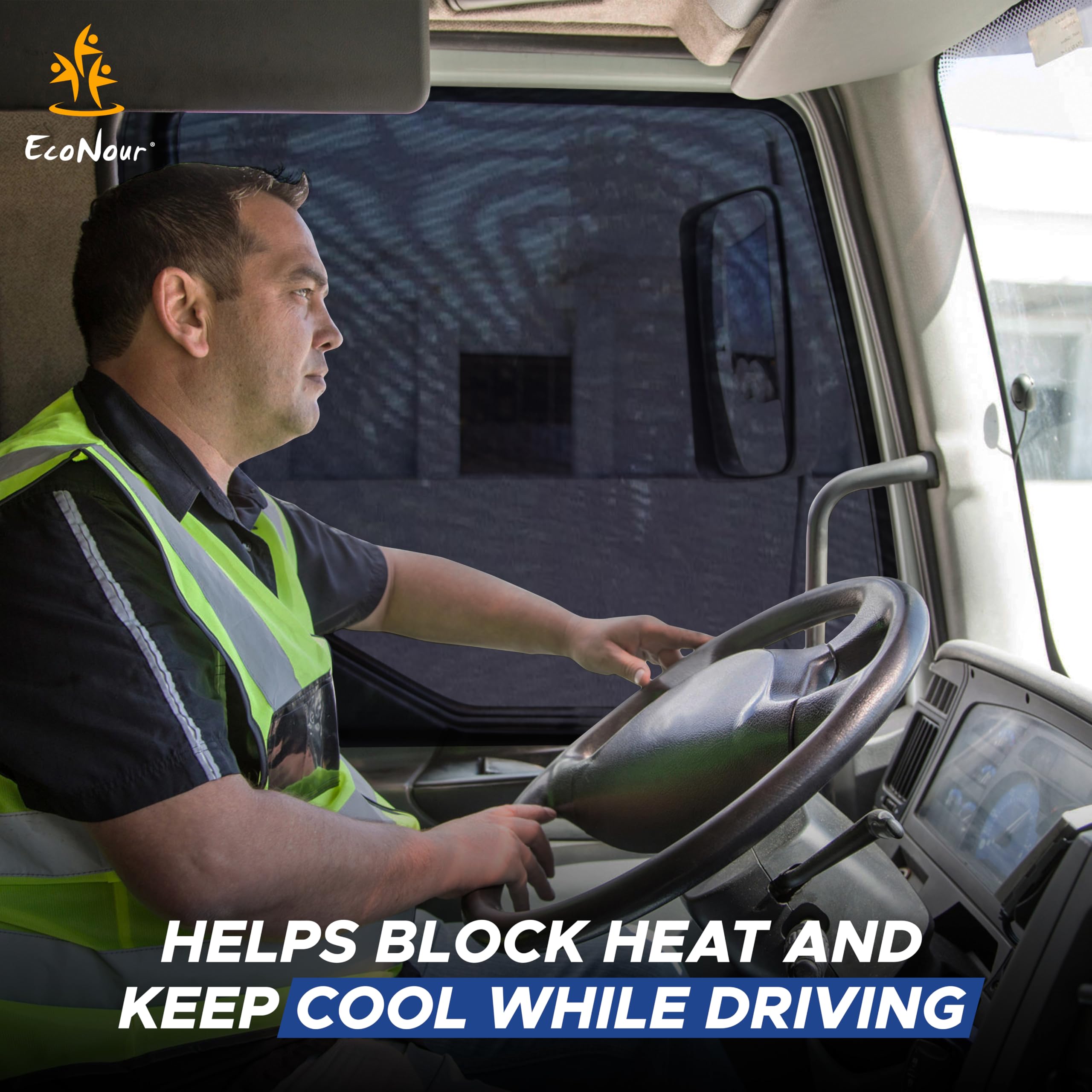 Truck Side Window Shade | EcoNour Easy Install 2-Pack Truck Side Sunshades