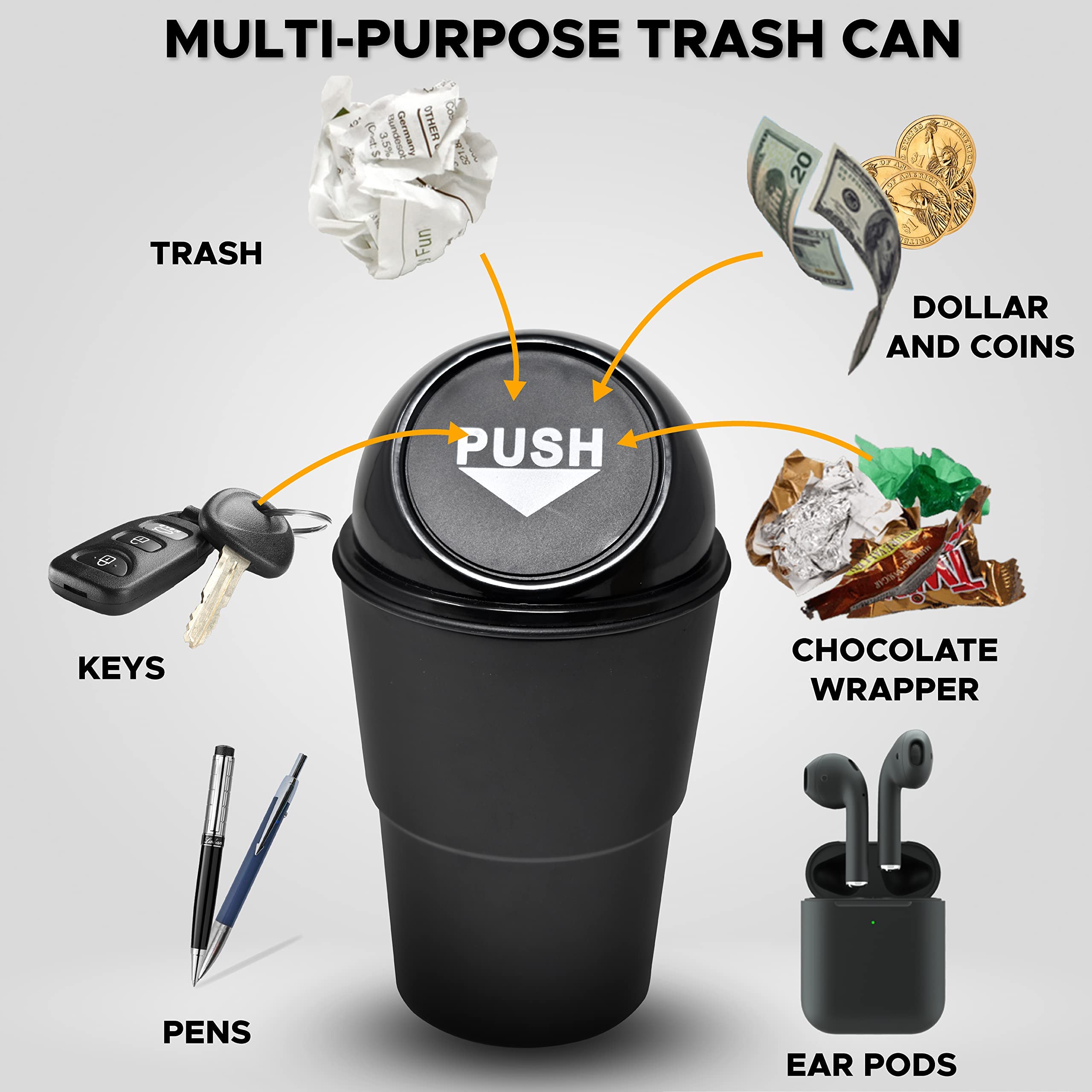 EcoNour Mini Car Trash Can for vehicles and home