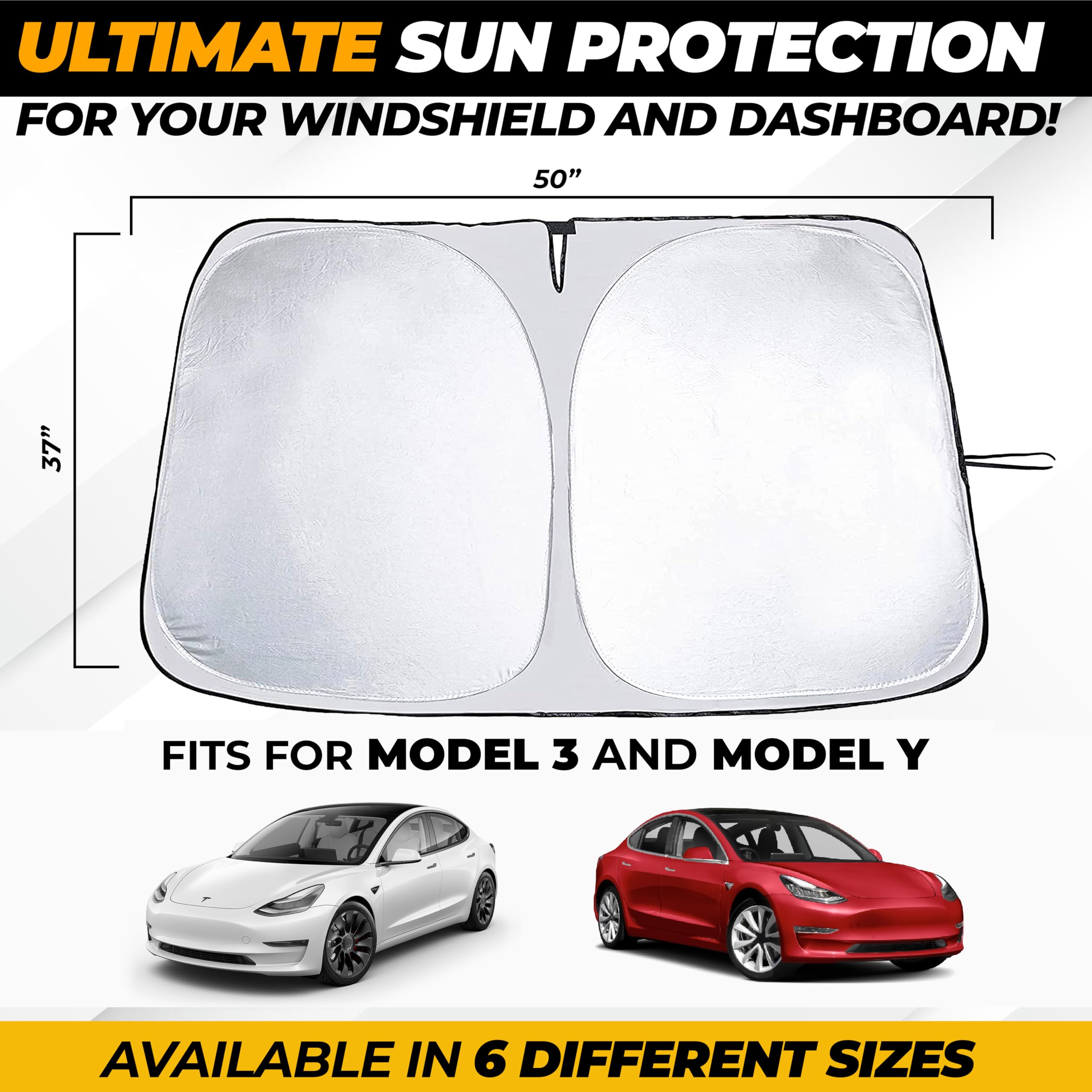 Tesla Windshield Sun Shade for Model(3/Y)(2016–2025) – XX-Large 56