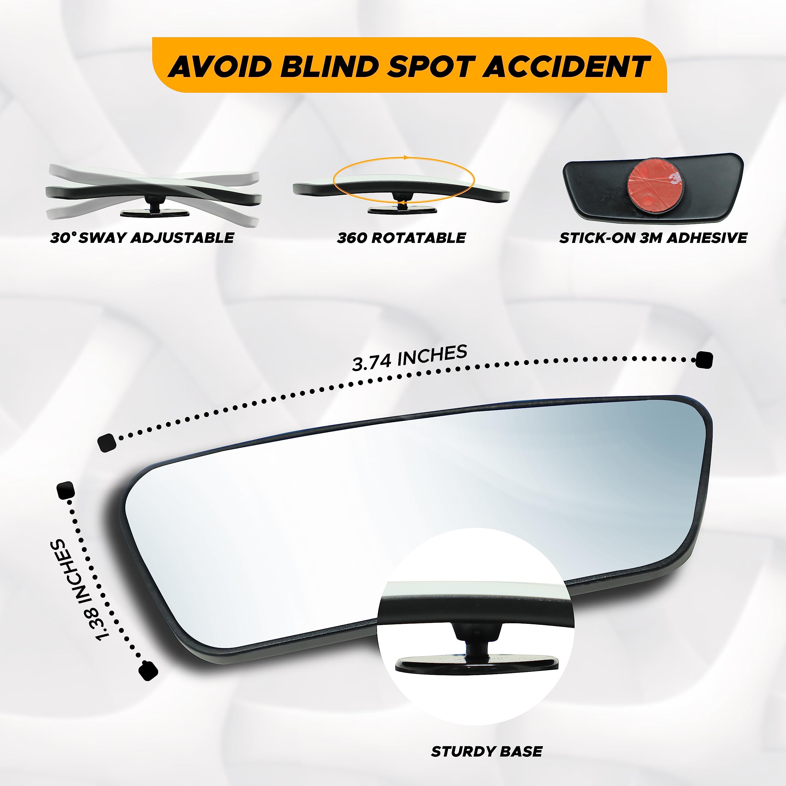 Blind spot car mirror 2 pack EcoNour 3x larger view side mirror accessory