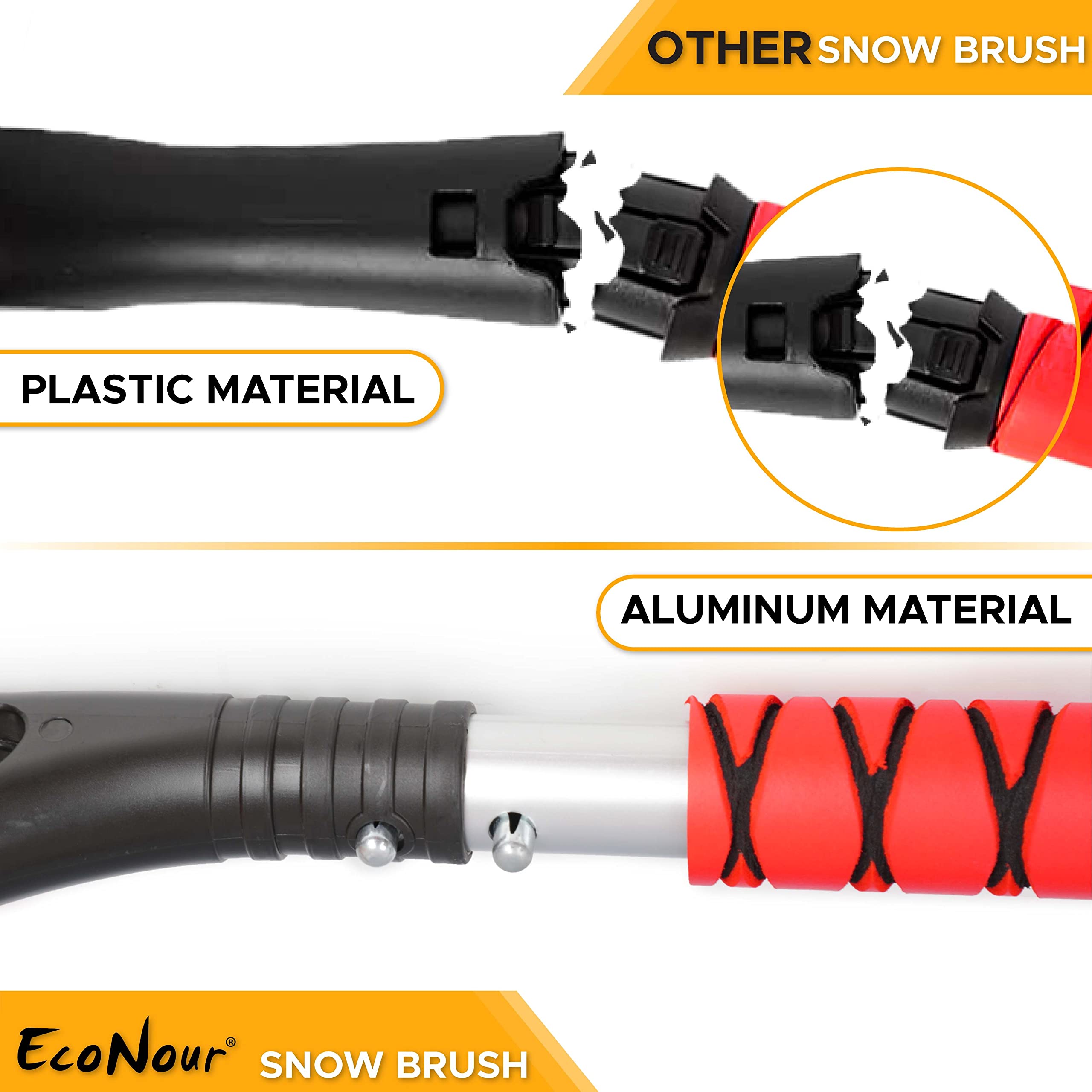 Durable aluminum car snow scraper & brush for cars SUVs trucks