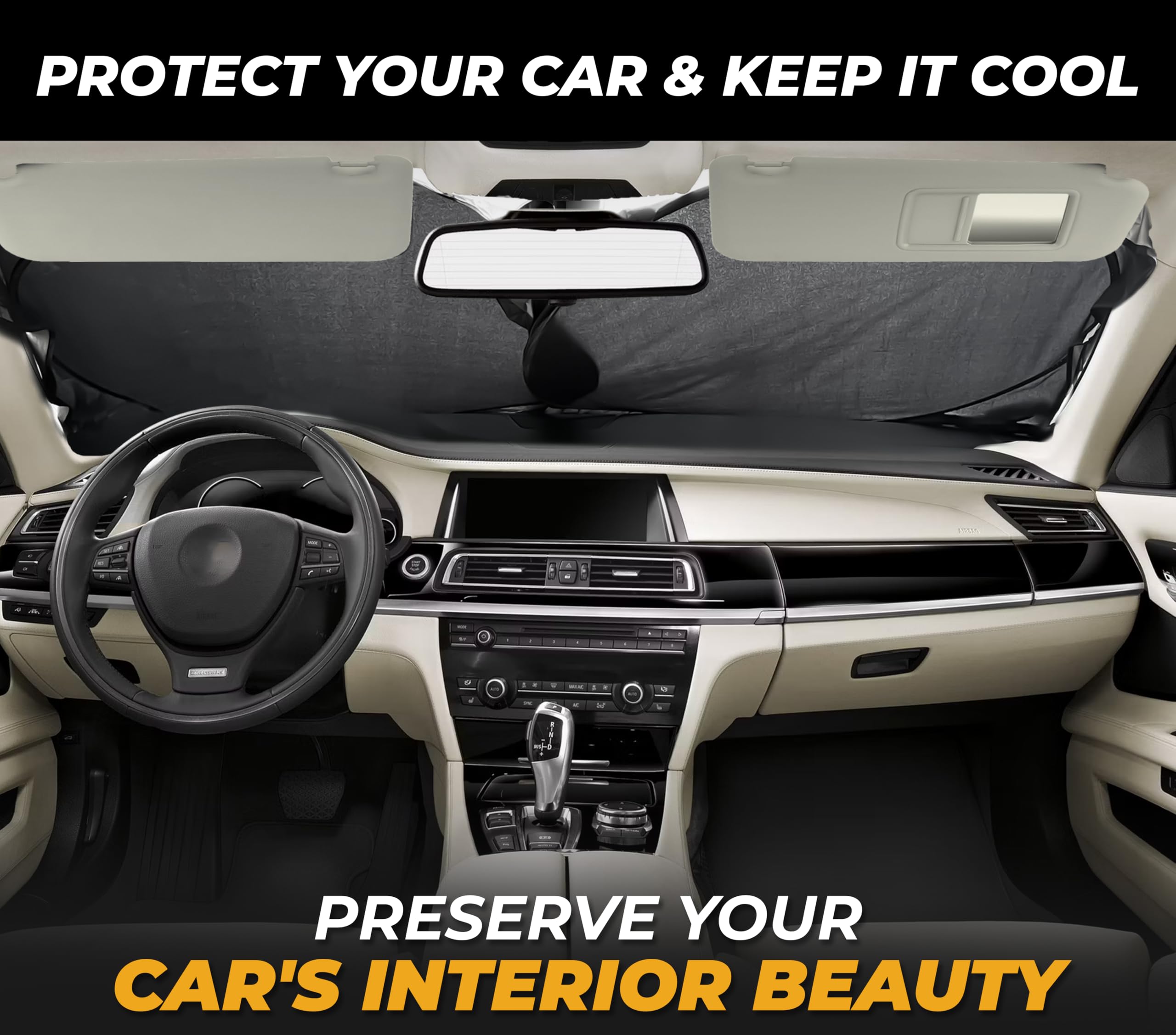 Car Windshield Sun Shade – Foldable 240T Polyester Front Window Sunshade for Cars, SUVs & Trucks