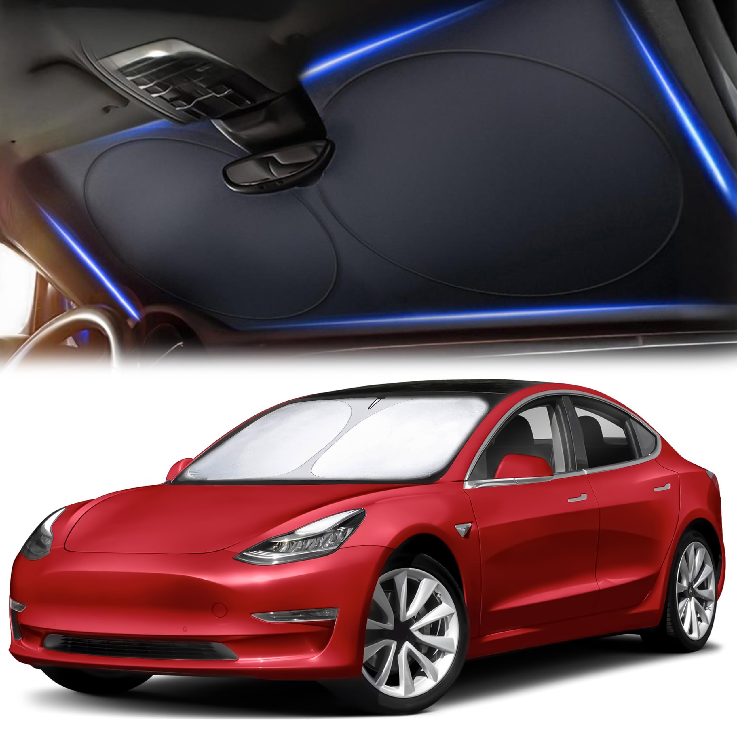 Tesla Windshield Sun Shade for Model(3/Y)(2016–2025) – XX-Large 56