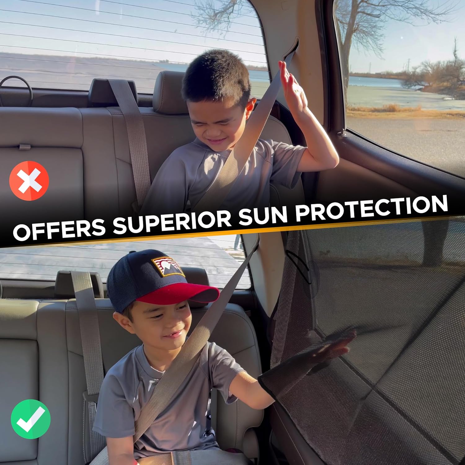 EcoNour Magnetic Car Sun Shade Side Window (2 Pack) | Rear Window Sun Shade, Blocks Harmful UV Rays | Ensures Privacy Protection | Baby Travel Accessories | Magnetic Curtain for Baby and Kids