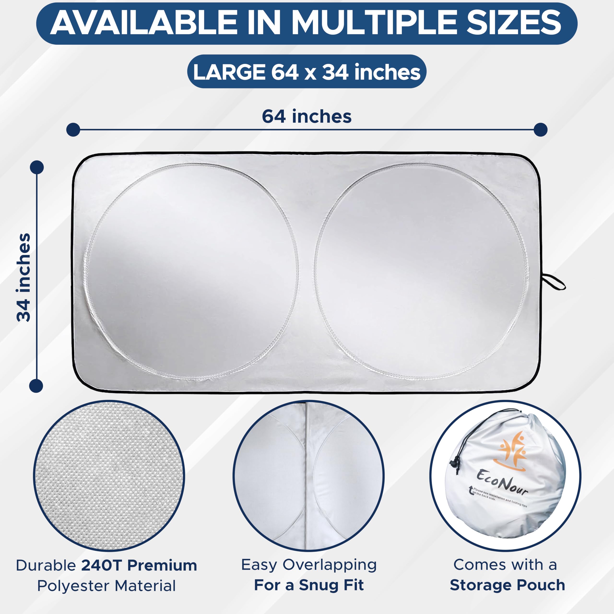 Windshield Sun Shade – Keeps Car Interior Cool with Mirror Cut Design