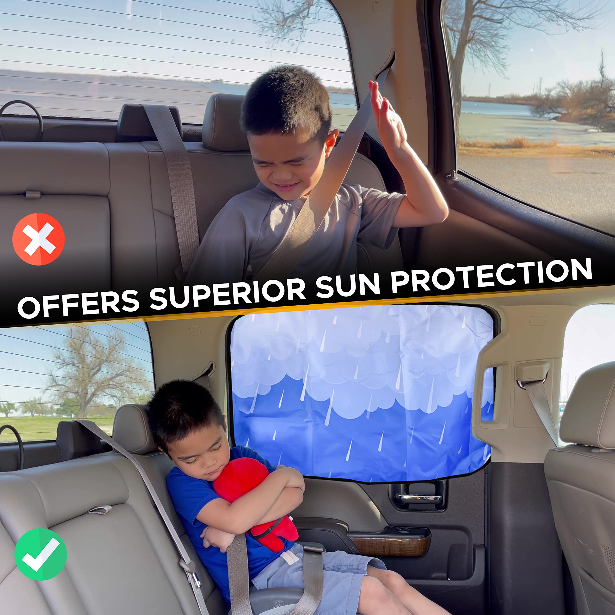 Kids Car Magnetic Side Window Sunshade Blocks Sunlight & UV Rays
