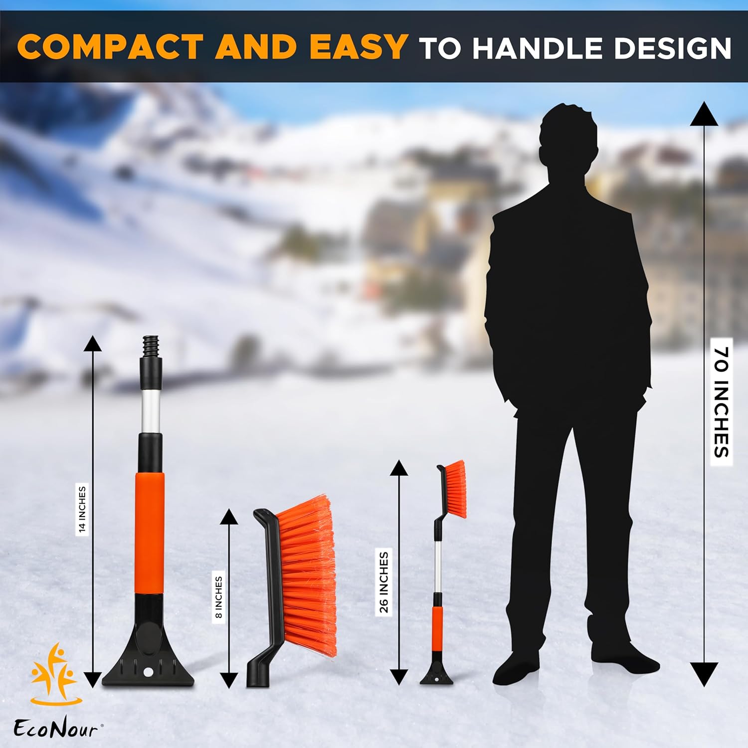 Extendable Snow Brush & Ice Scraper for Car – Easy Winter Windshield and Window Cleaning