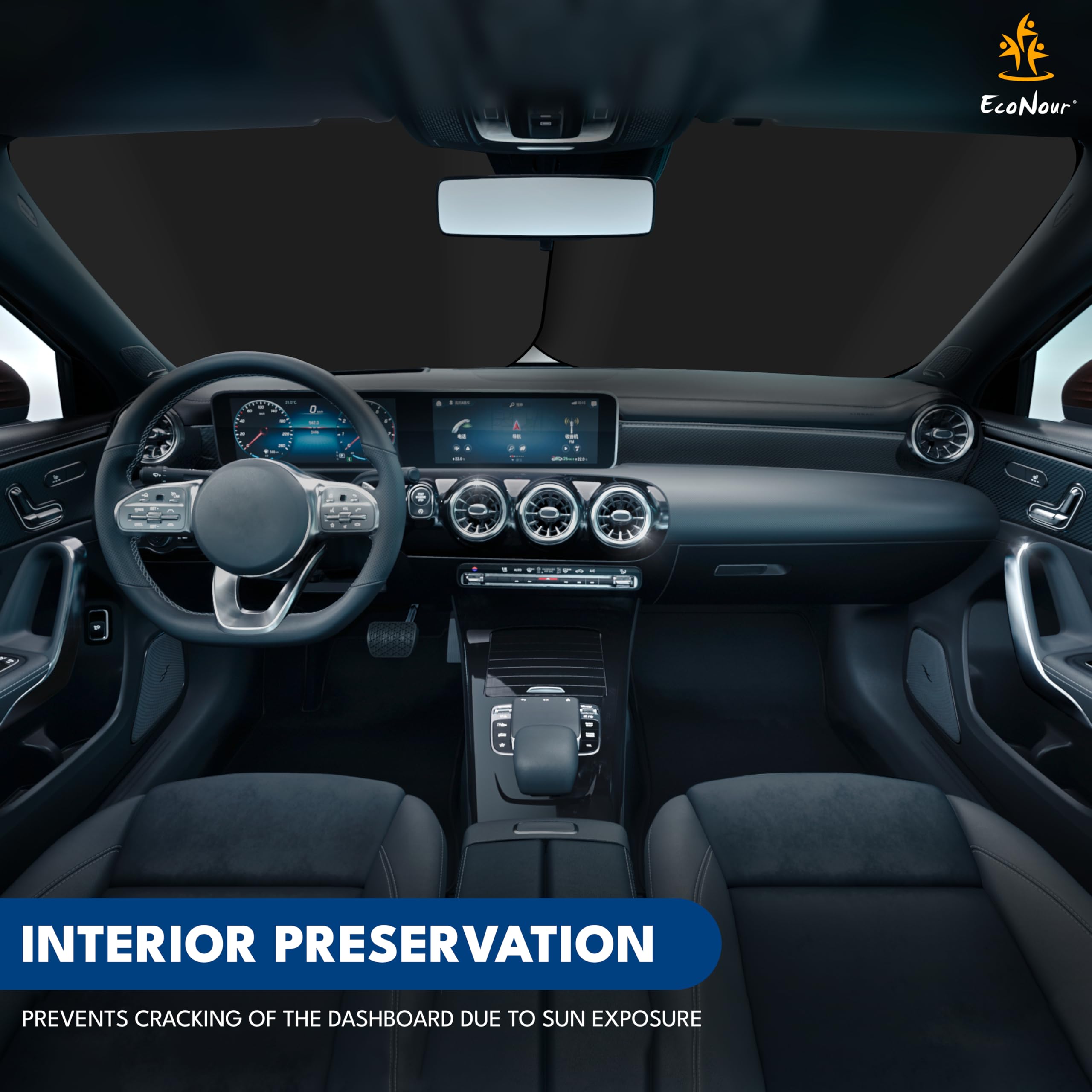 Truck Sun Shade for Windshield | EcoNour Foldable Sun Protector Keeps Cab Cool