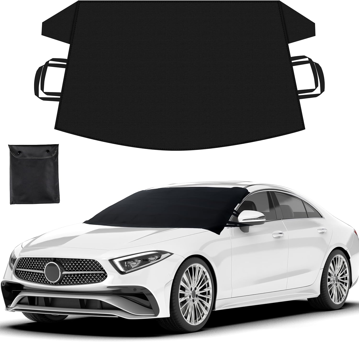 EcoNour Car Windscreen Cover for winter, Windscreen covers frost for All Weather Auto Sunshade Fits for Most Cars, SUV's, Vans and Truck| Leakproof Windshield Cover Keeps Ice and Snow Off