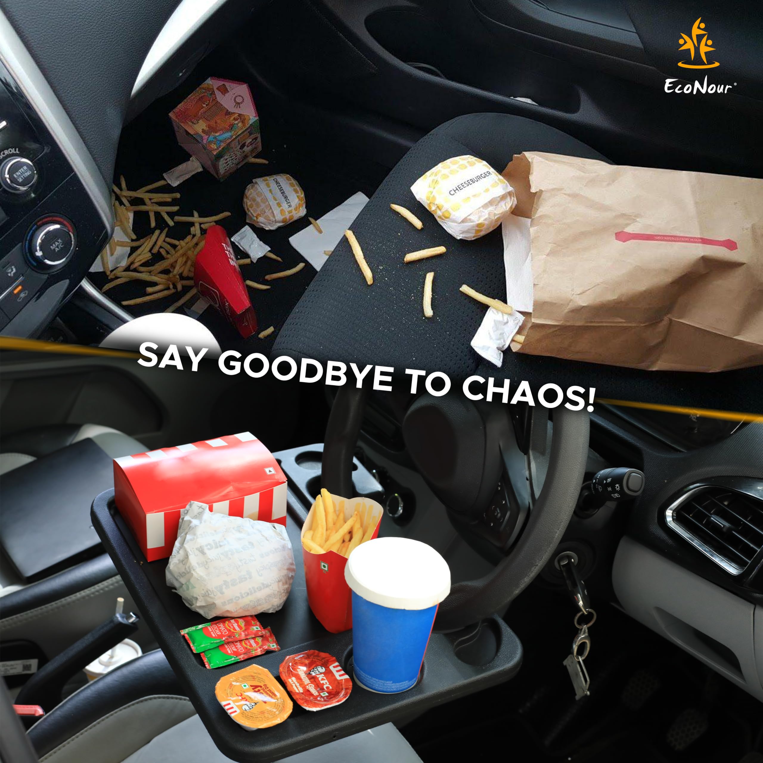 4 in 1 Car Steering Wheel Tray EcoNour Durable Interior Car Accessory