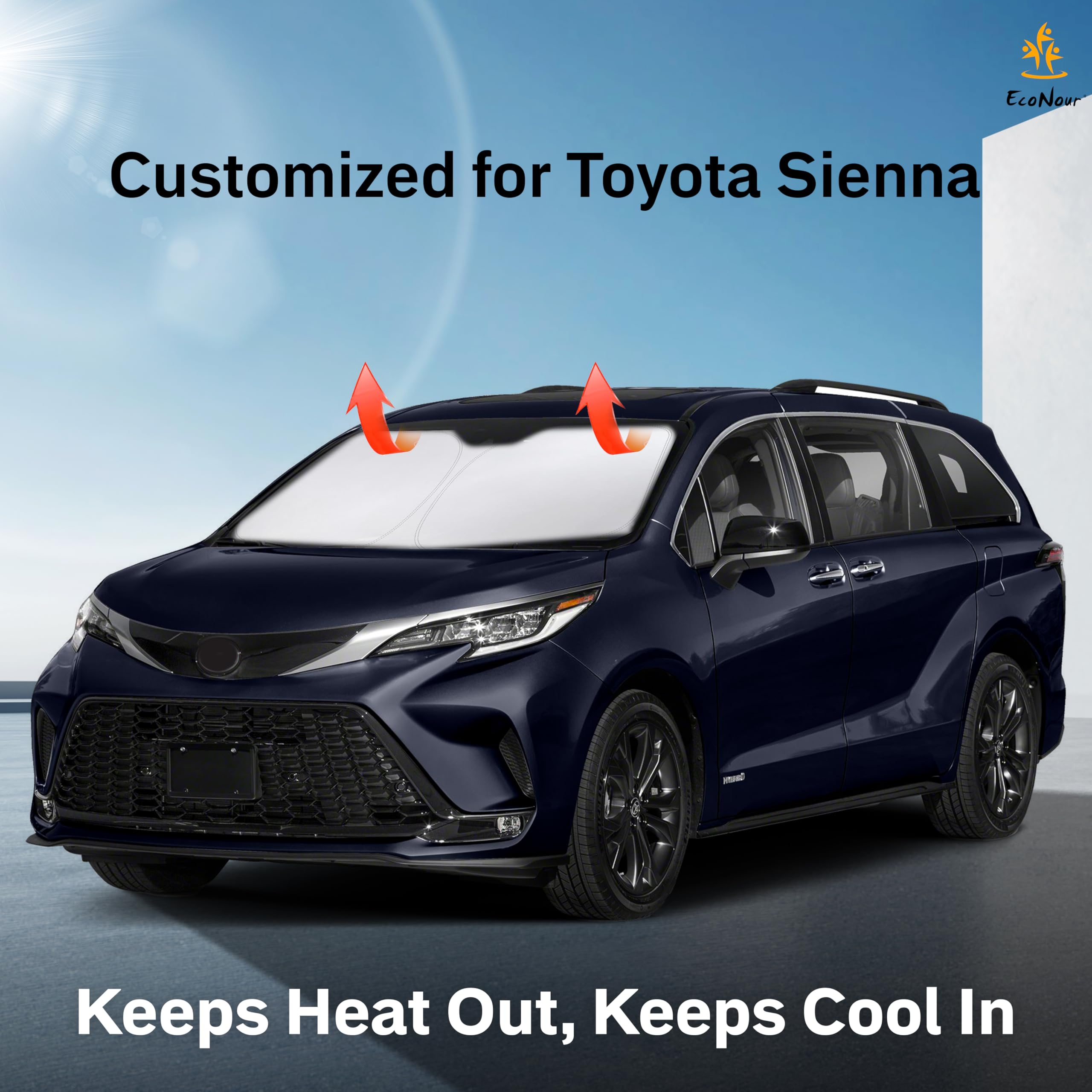 Foldable Toyota Sienna Windshield Sunshade Blocks UV Rays