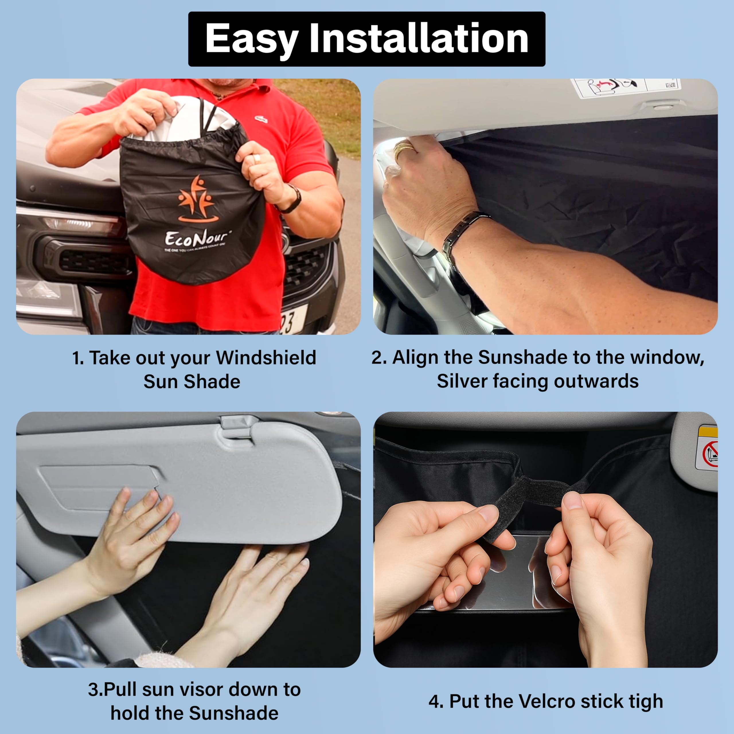 for Corolla 2014-2019 Windshield Sunshade Compatible - EcoNour 240T Polyester Material Cars Sun Visor Reflector Blocks UV Rays - Foldable Sunshade Interior Protection Accessories