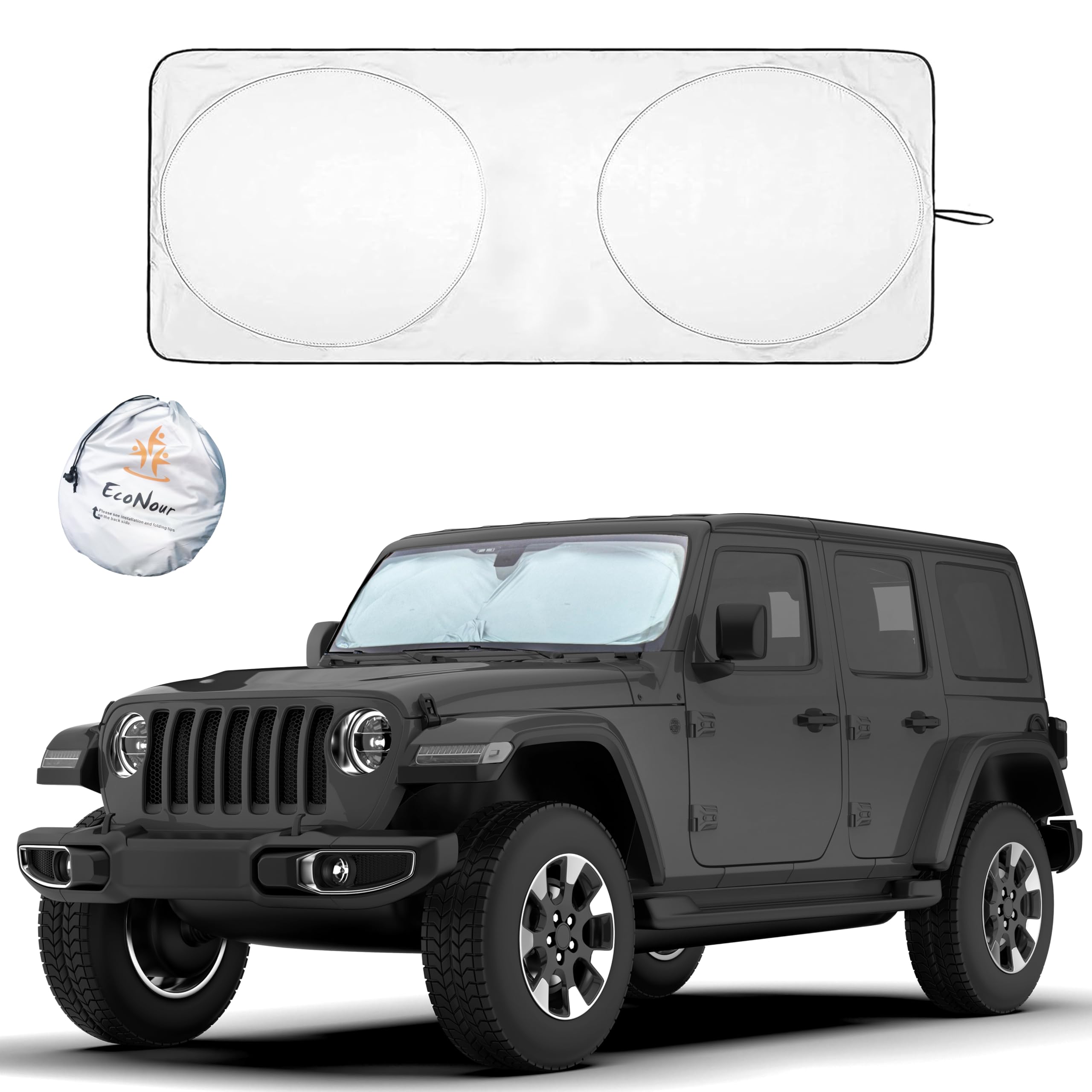 Jeep Windshield Sunshade 60x21 – EcoNour UV & Heat Protection Cover