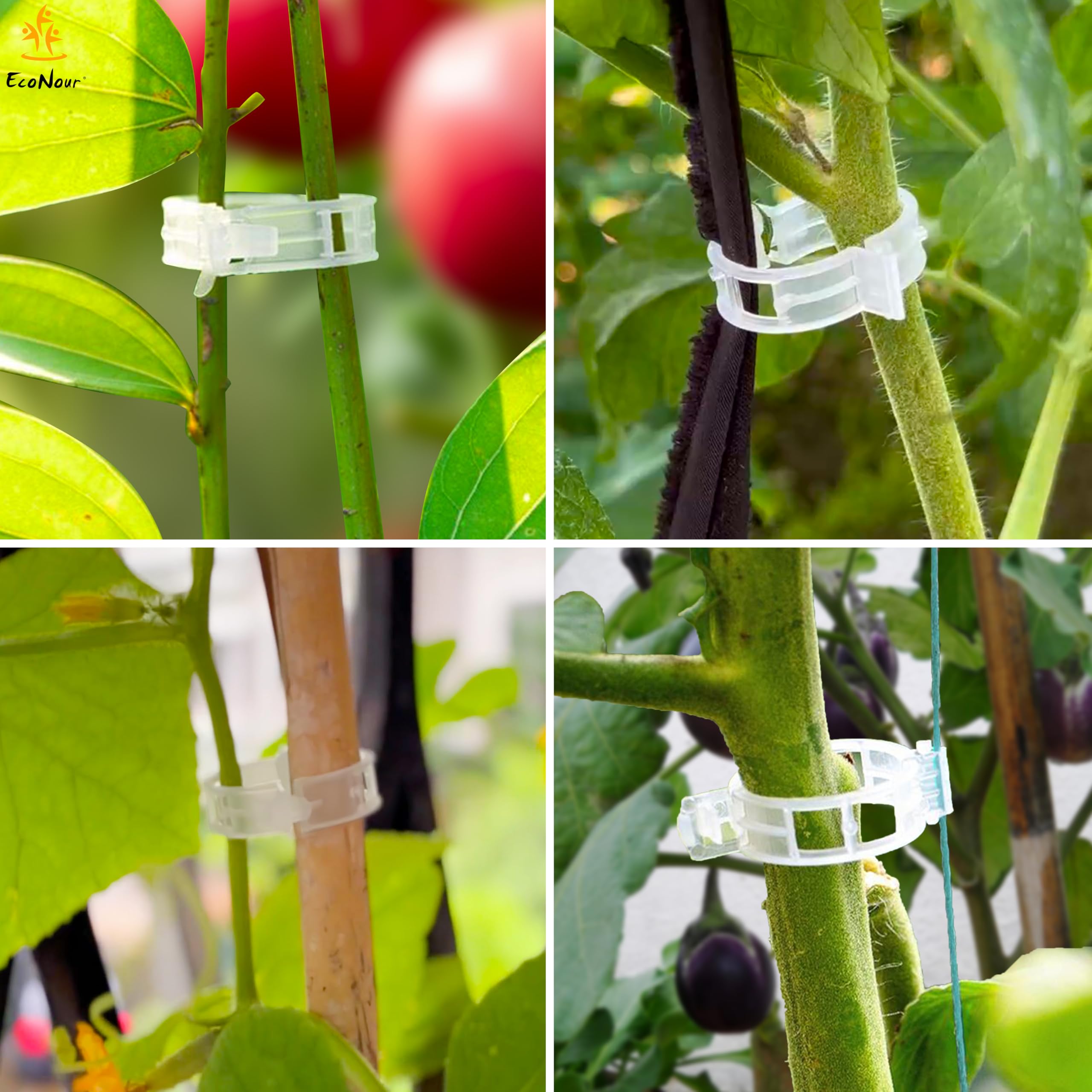 Durable plant support clips for trellis and cages
