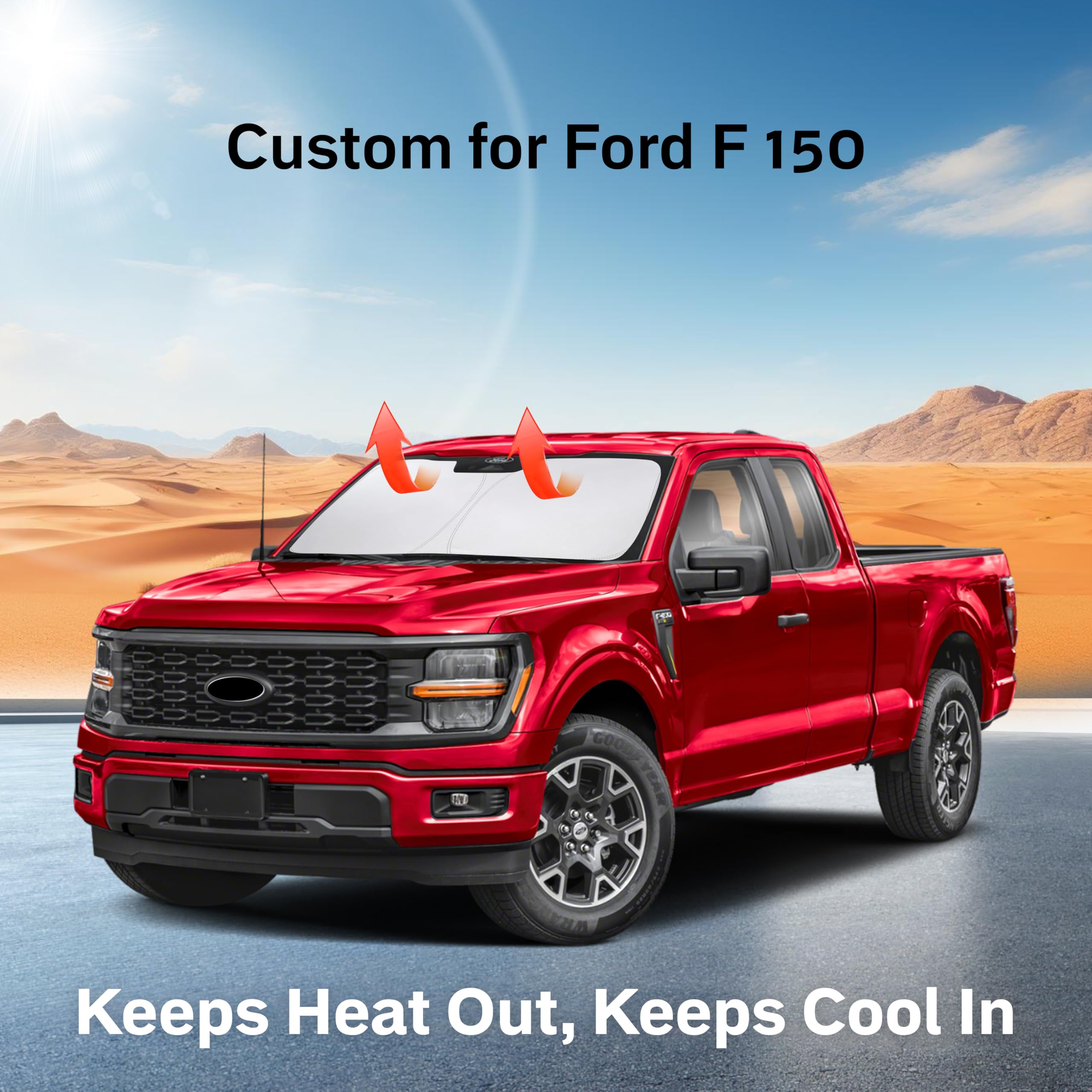 Ford F-150 windshield sun shade (2022–2025) foldable front window visor