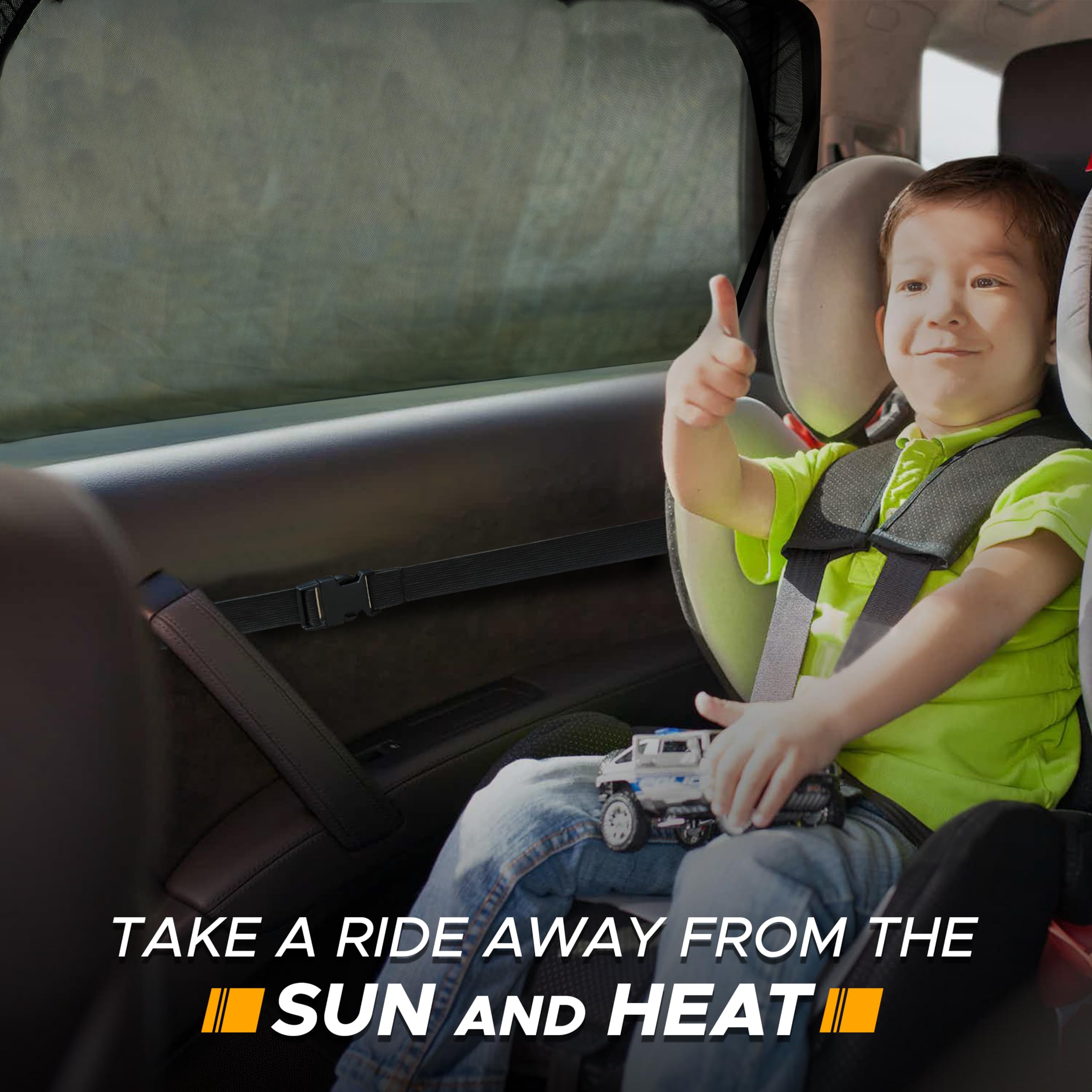 Car Window Sun Shades for MPV & Minivan Sliding Door | EcoNour Rear Window Mesh Shades for UV & Heat