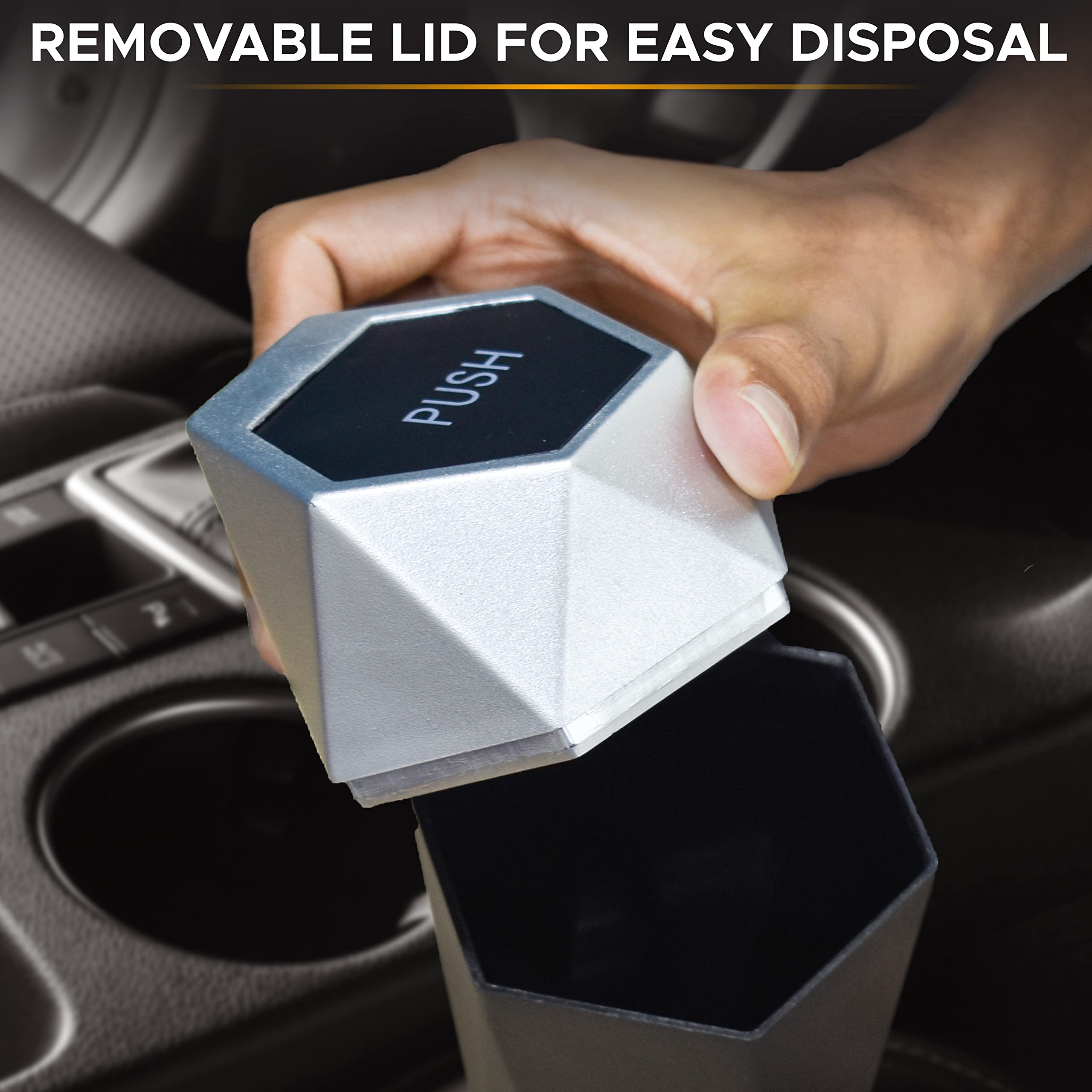 Mini Trash Can with removable lid for easy disposal in car or small spaces, designed by EcoNour.EcoNour Small Mini Trash Can for compact spaces