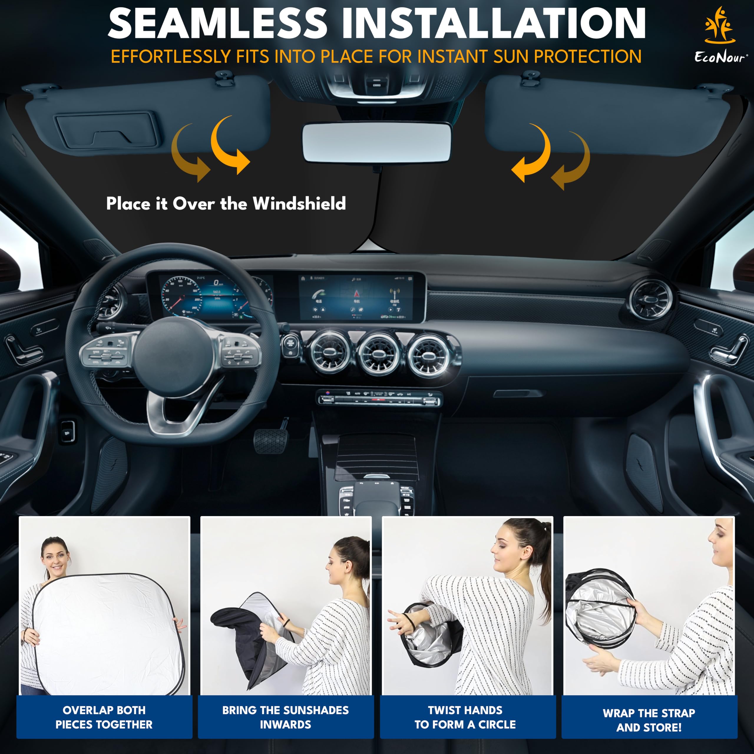 Truck Sun Shade for Windshield | EcoNour Automotive Sun Protector for Trucks