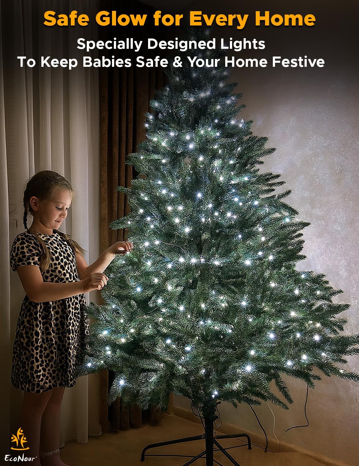 EcoNour 115Ft 2000 LED Cluster Twinkle Lights for Christmas Tree, 8 Modes String Lights for Decoration with Timer and Memory Function, Elegant Cool White Fairy Lights for Magical Home & Indoor