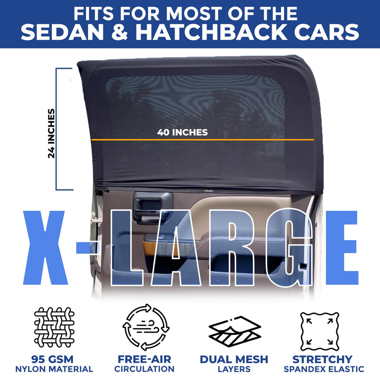 Car Side Window Sun Shade | EcoNour 2-Pack XL Side Window Covers Blocks Sun & Glare