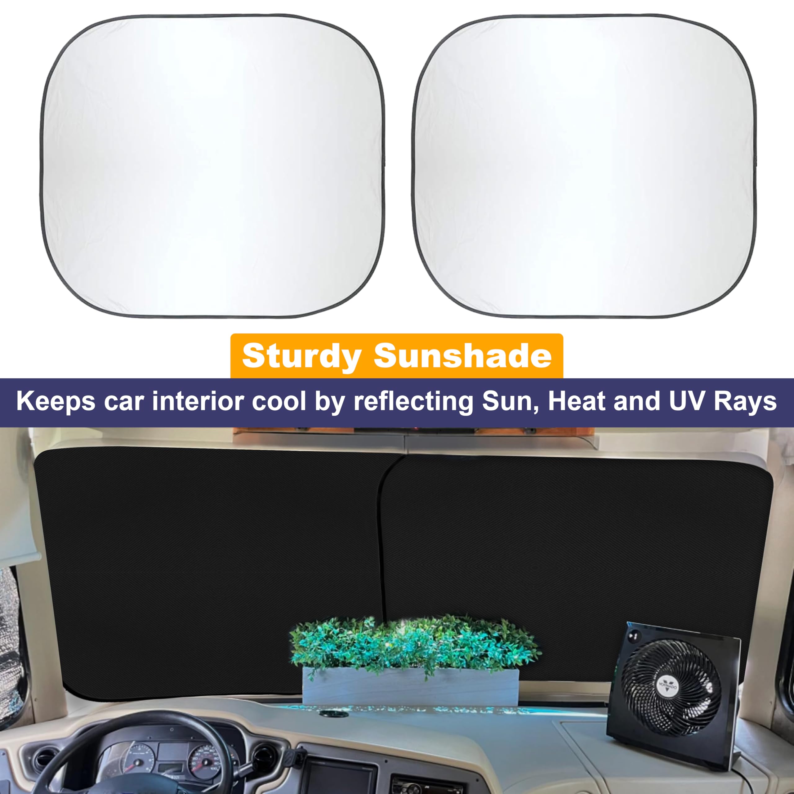 RV Windshield Sunshade | EcoNour Foldable 240T Polyester Blocks UV & Heat