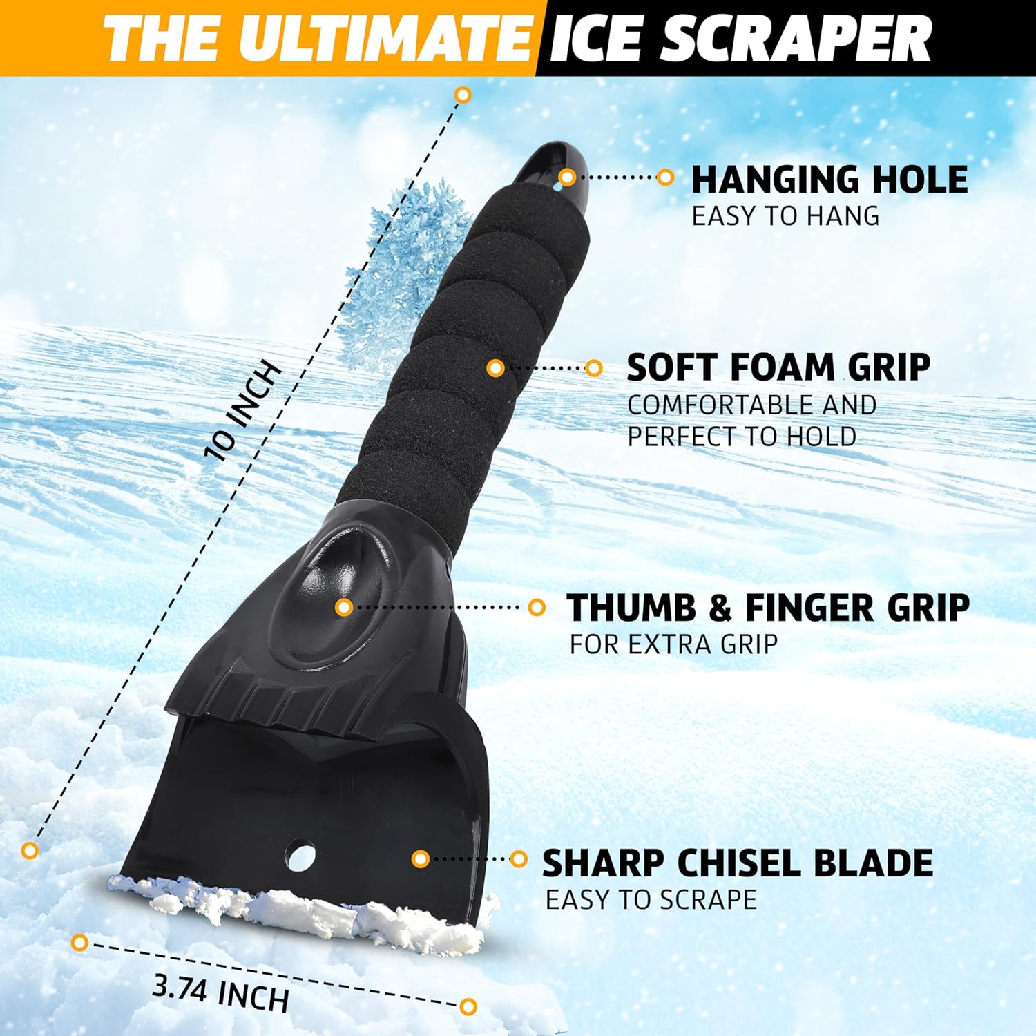 Durable Ice Scraper for Car Windshield by EcoNour, designed to remove snow and ice.