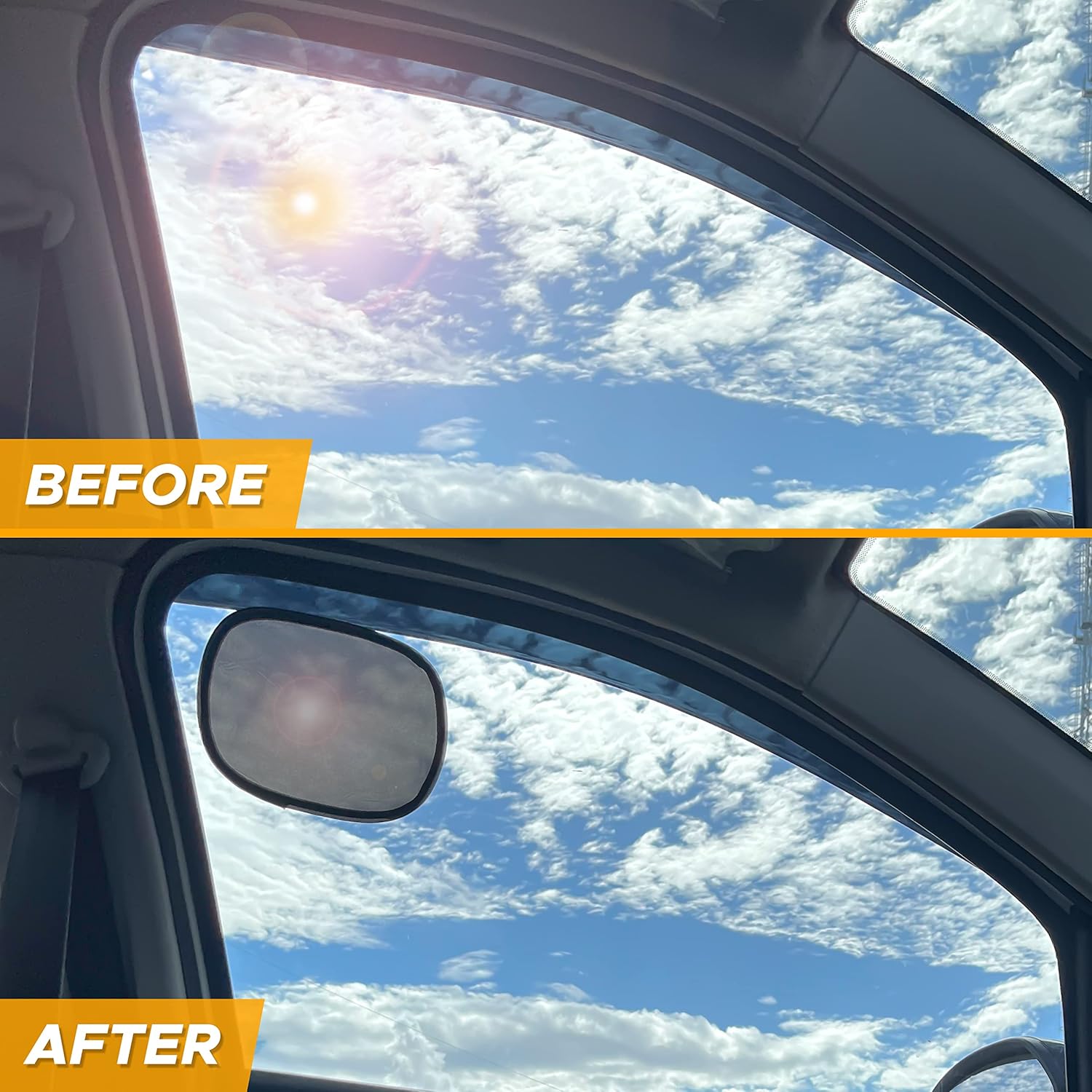 EcoNour Miniature Static Cling Window Shade for Car Sun Visor (2 Pack) | Windshield Sun Shade Static Cling for Driving Glare Shield Car Shade for Windshield | Sun Glare Protection Accessories