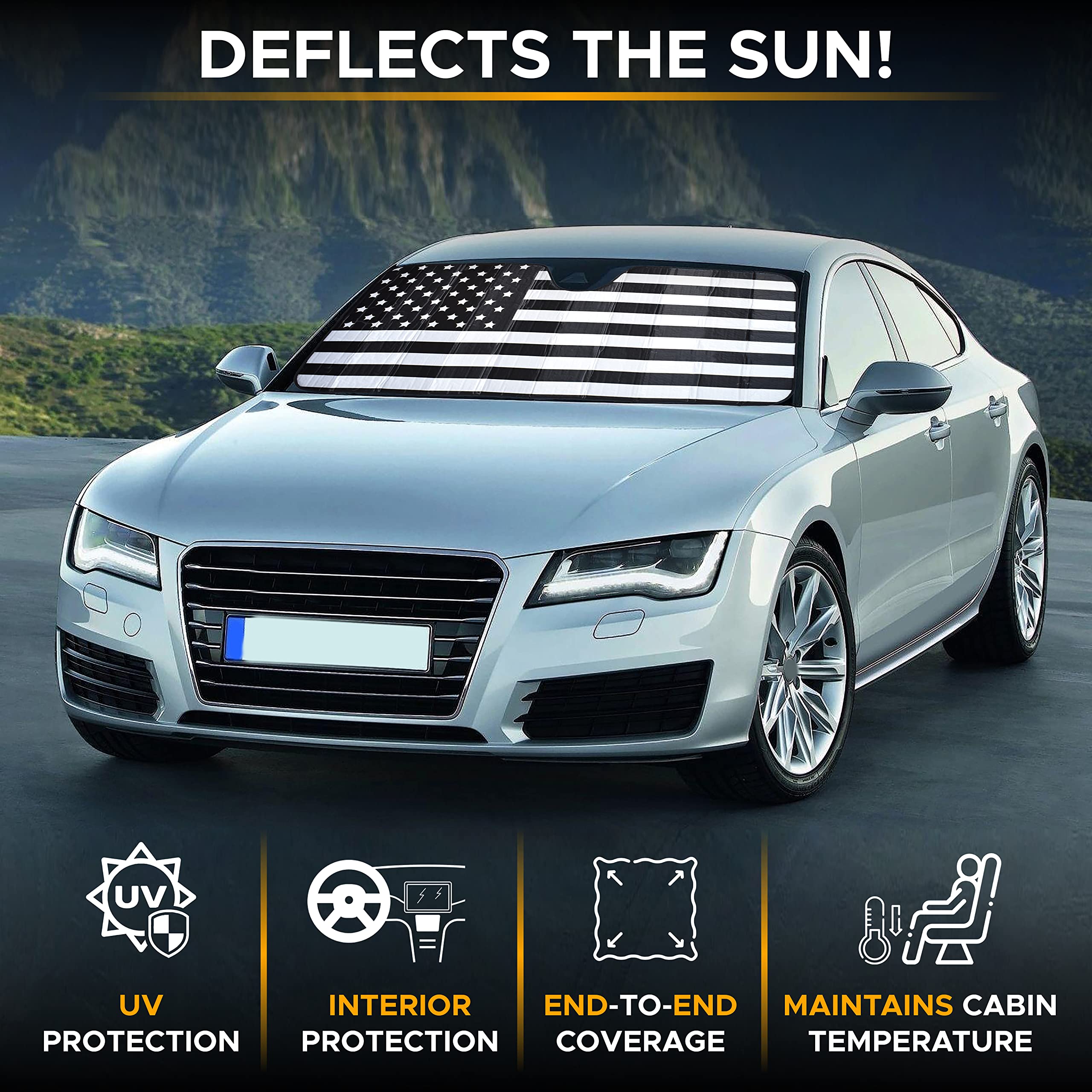 American Flag Design Car Windshield Sunshade EcoNour Reflective Sun Visor