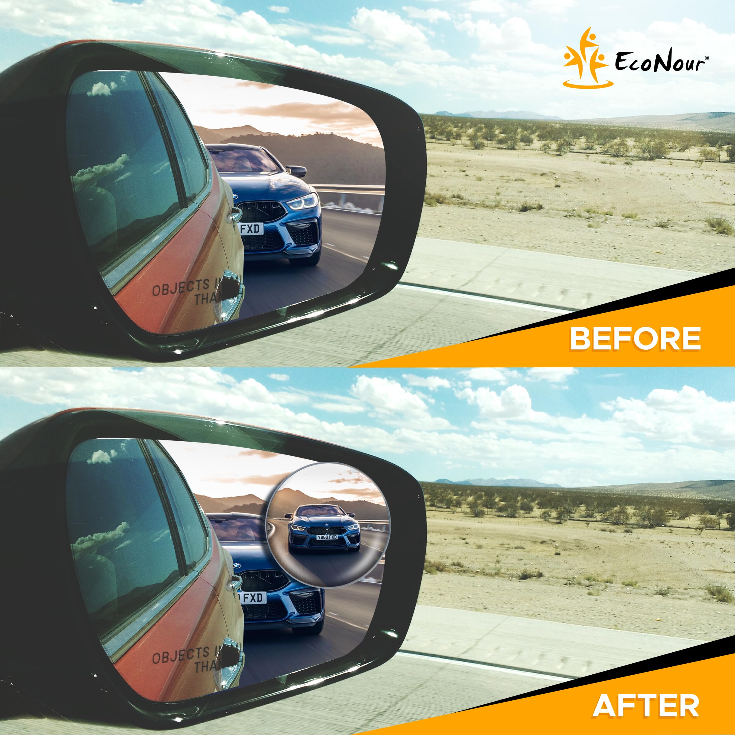 Blind spot mirror for car 2 pack EcoNour rear view enhancement for SUVs
