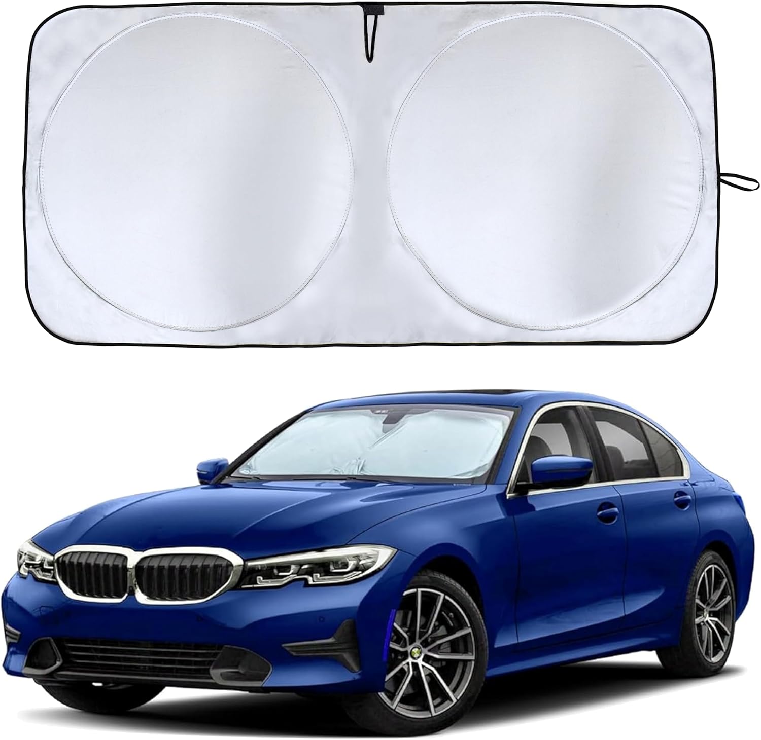 EcoNour Mirror Cut Foldable Windshield Sun Shade for Car | 240T UV & Heat Reflective Sunshade with Storage Pouch | Keeps Interior Cool | Fits Most Sedans, SUVs & Trucks – Medium (64