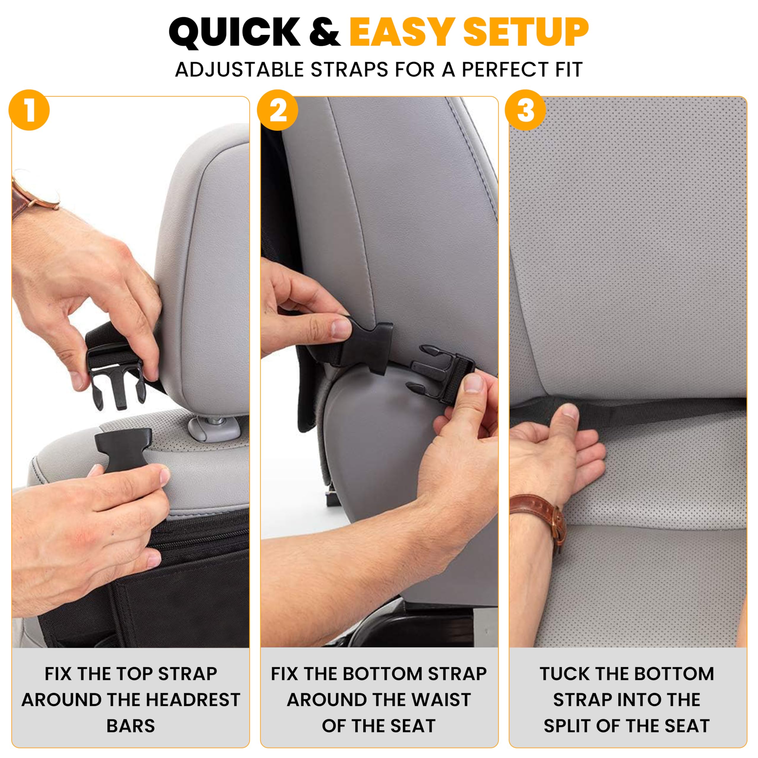 Back Seat Protector 2-Pack for Kids Feet – Waterproof car seat cover with organizer.