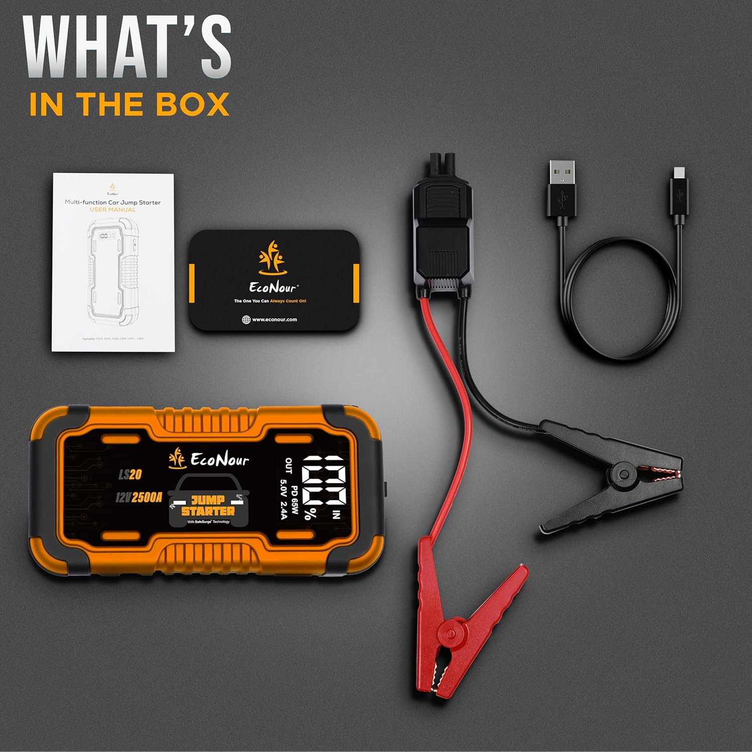 2500A portable car jump starter EcoNour for gas and diesel engines