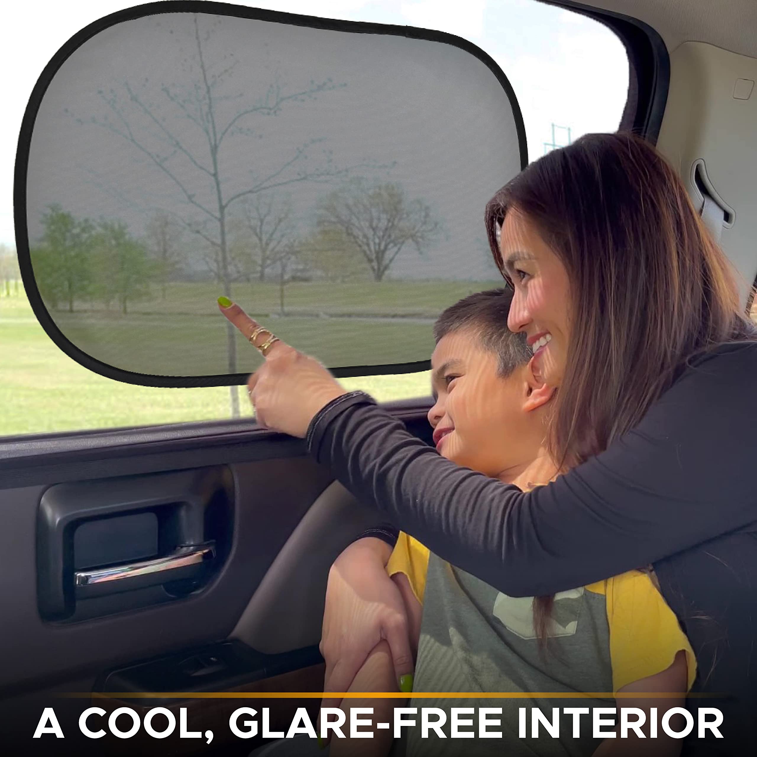 Car Side Window Shades XL (4 Pack) | EcoNour Easy-to-Install Car Window Sunshade for Kids & Pets