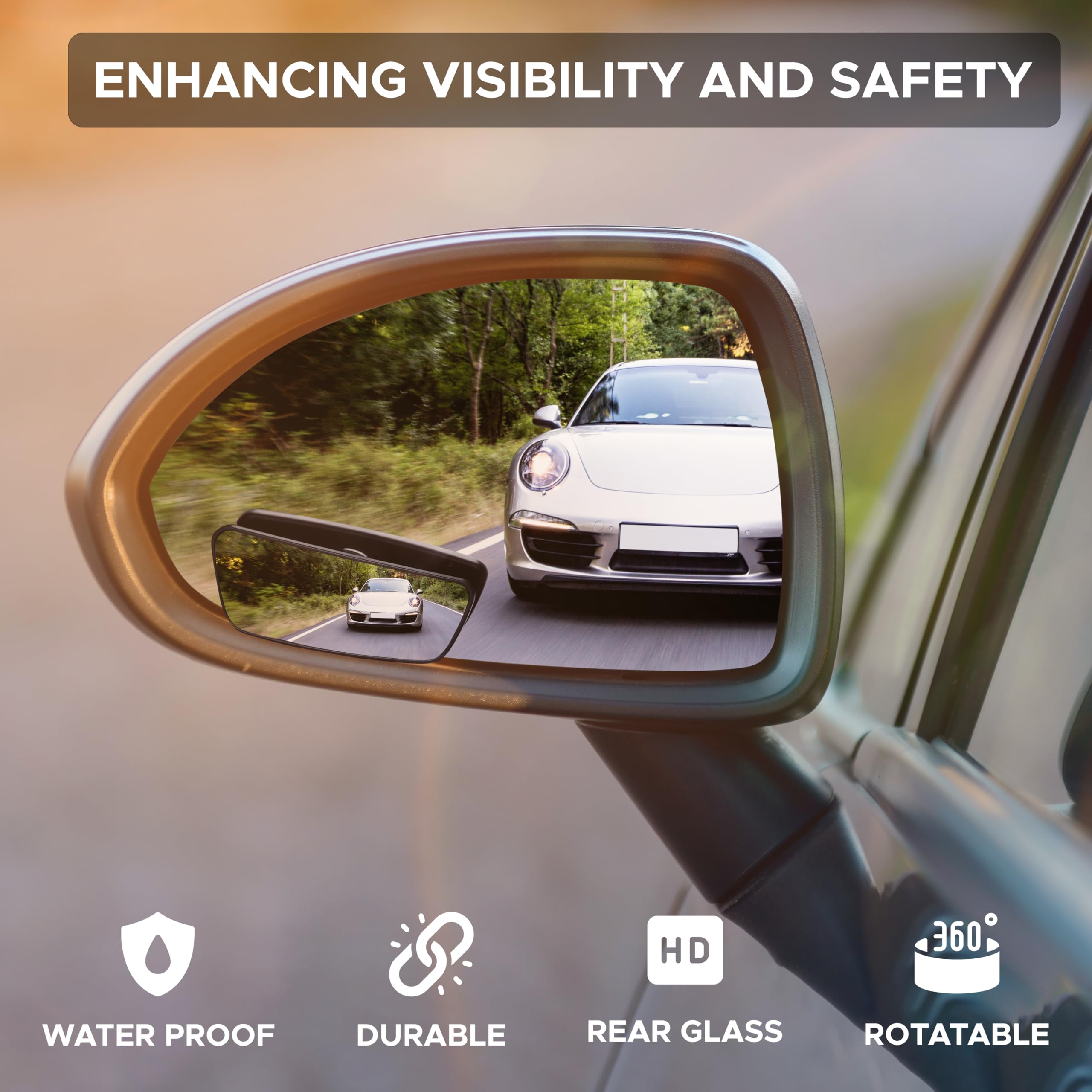 2X Blind Spot Mirror Auto 360 ° Wide Angle Convex Rear Side View Car Truck SUV E - Foto 11