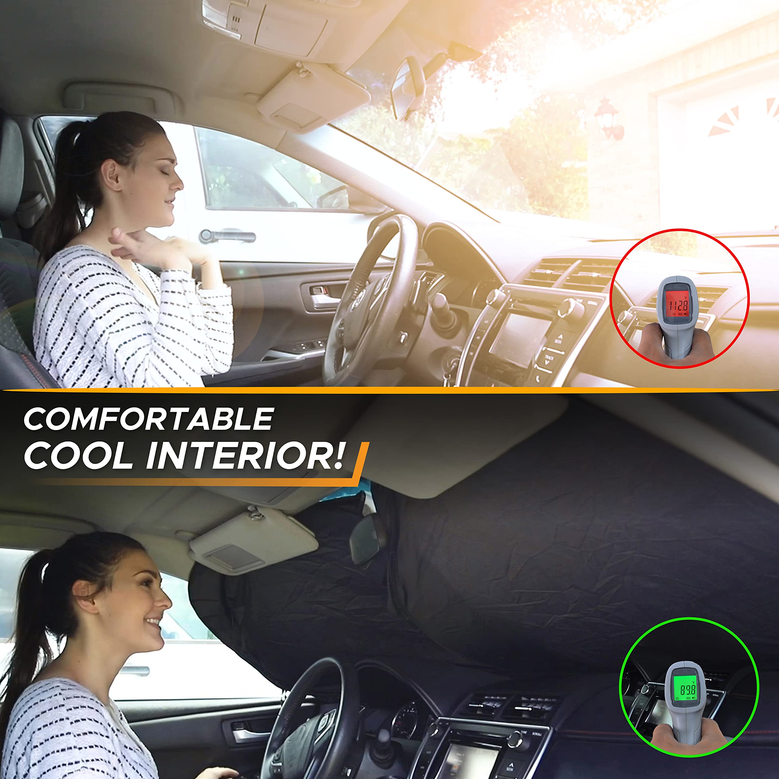 EcoNour Camouflage American Flag Windshield Sun Shade foldable polyester visor