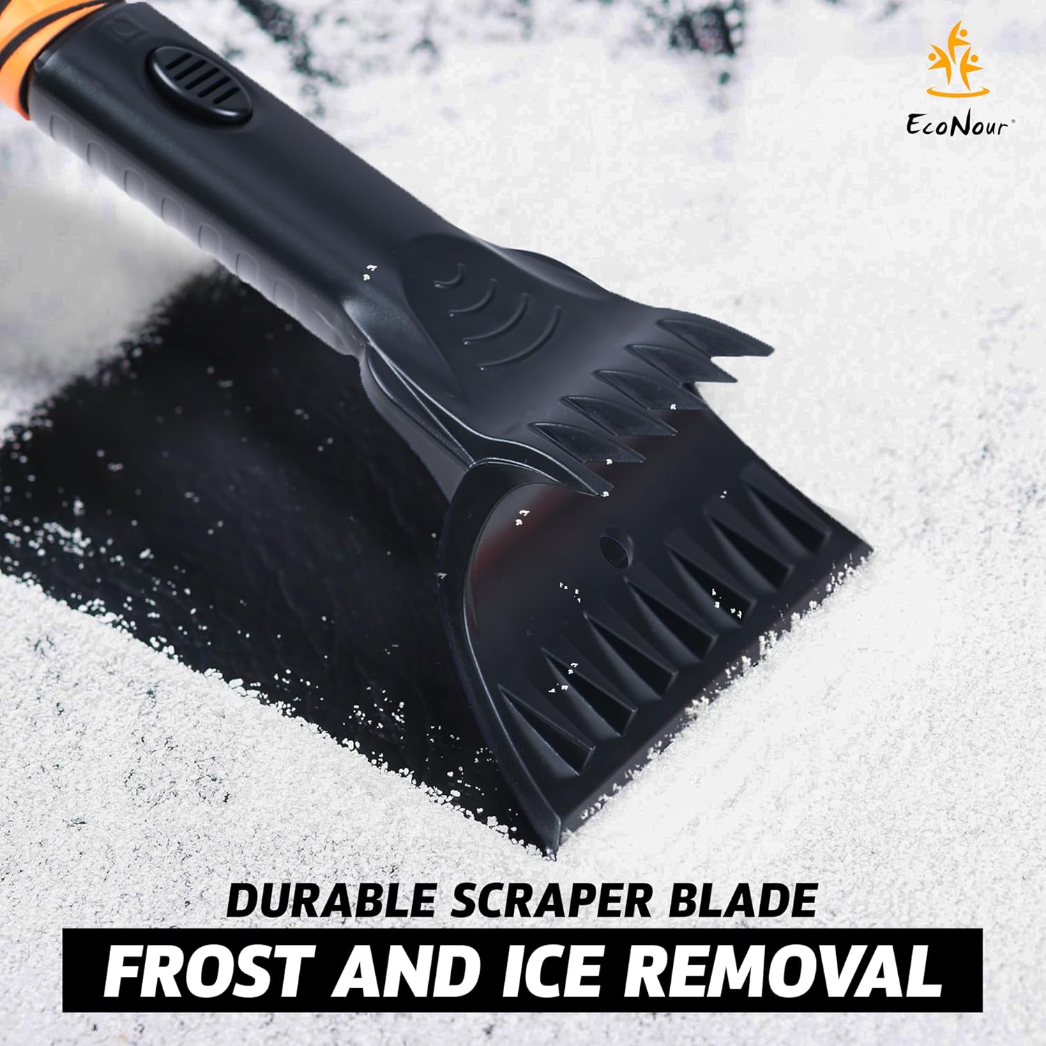 EcoNour 63" Extendable Snow Brush & Ice Scraper with 360° Pivoting Head – SUV and Truck Accessory