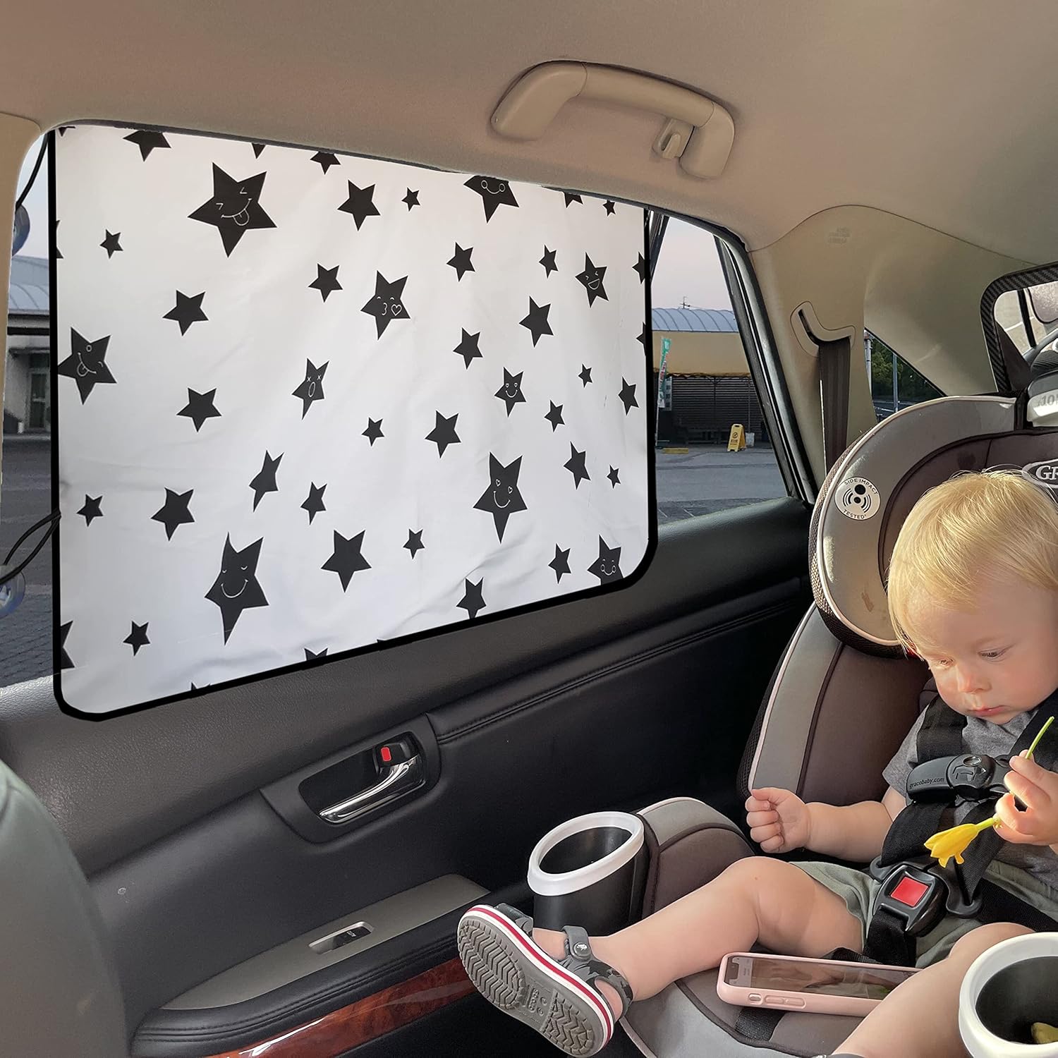 EcoNour Magnetic Car Shades for Side Windows Baby | Car Window Shade for Baby with Heat, Glare & UV Protection | Rear Window Sunshade for Car | Baby Car Travel Accessories - 2 Piece (26x19 Inches)