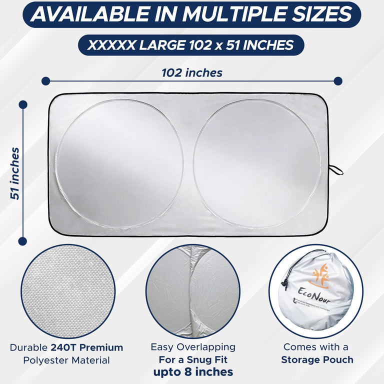 RV Windshield Sunshade – Fits Motorhomes, Trucks & Buses