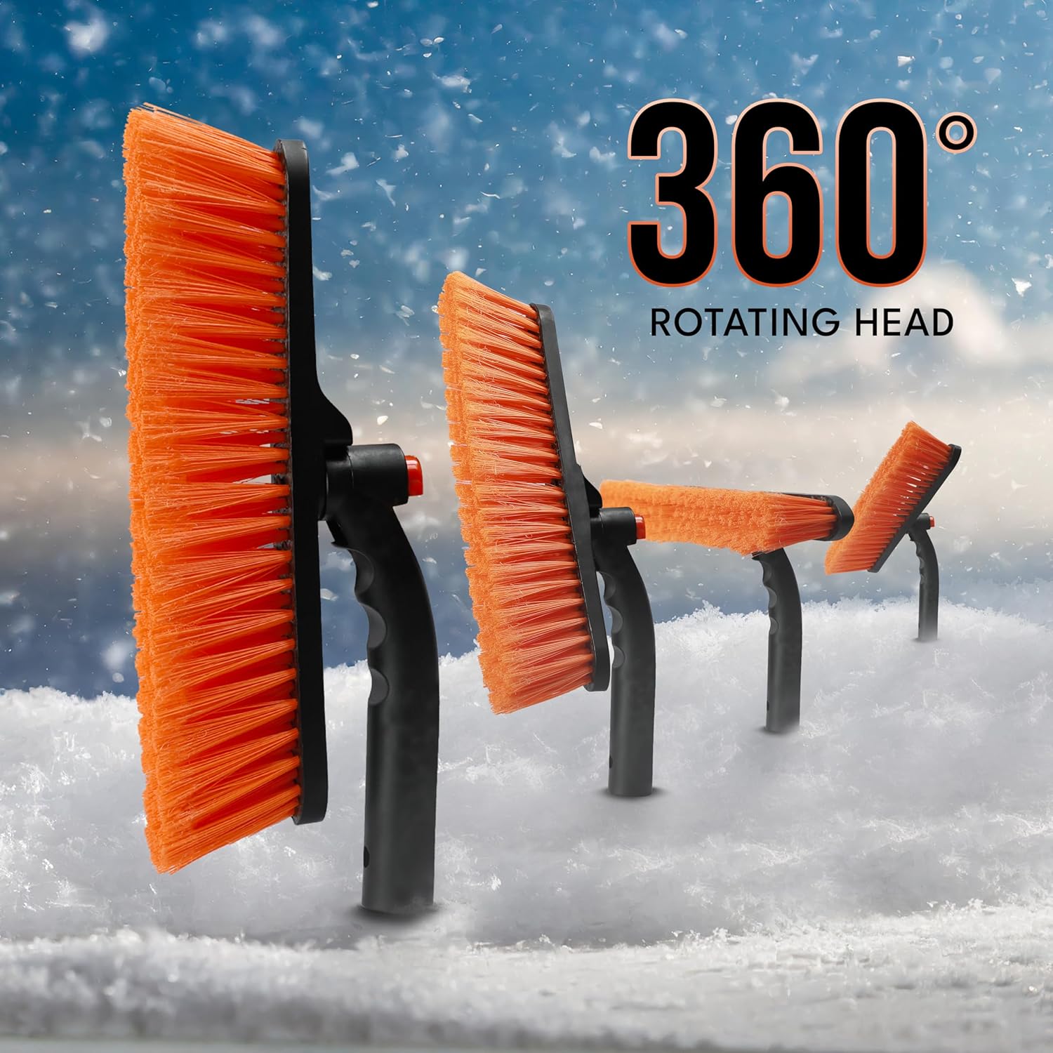 Winter Car Accessory 3-in-1 Rotatable Snow Brush & Ice Scraper
