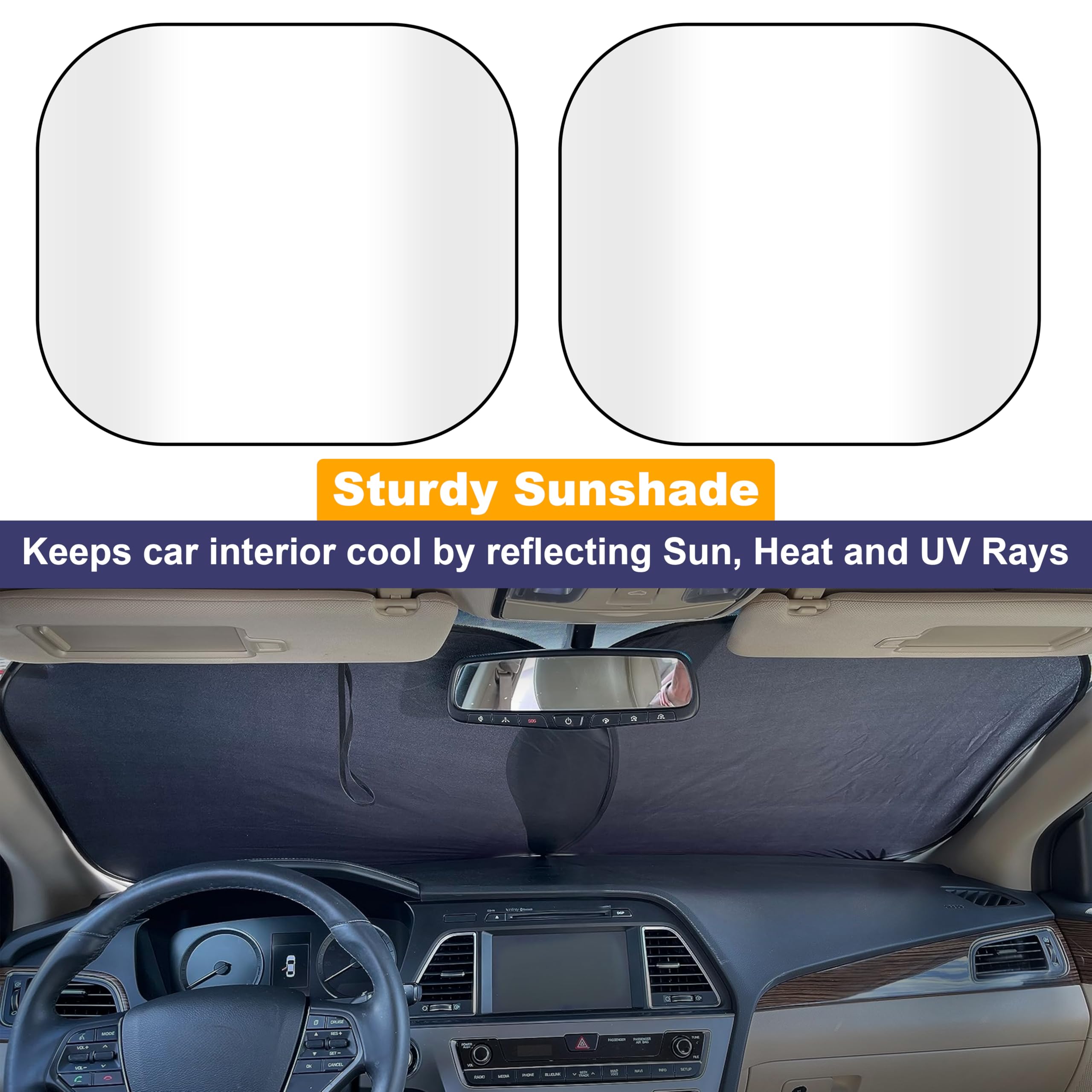 Car Windshield Sun Shade Foldable | EcoNour Sunshade for Front Window Protection