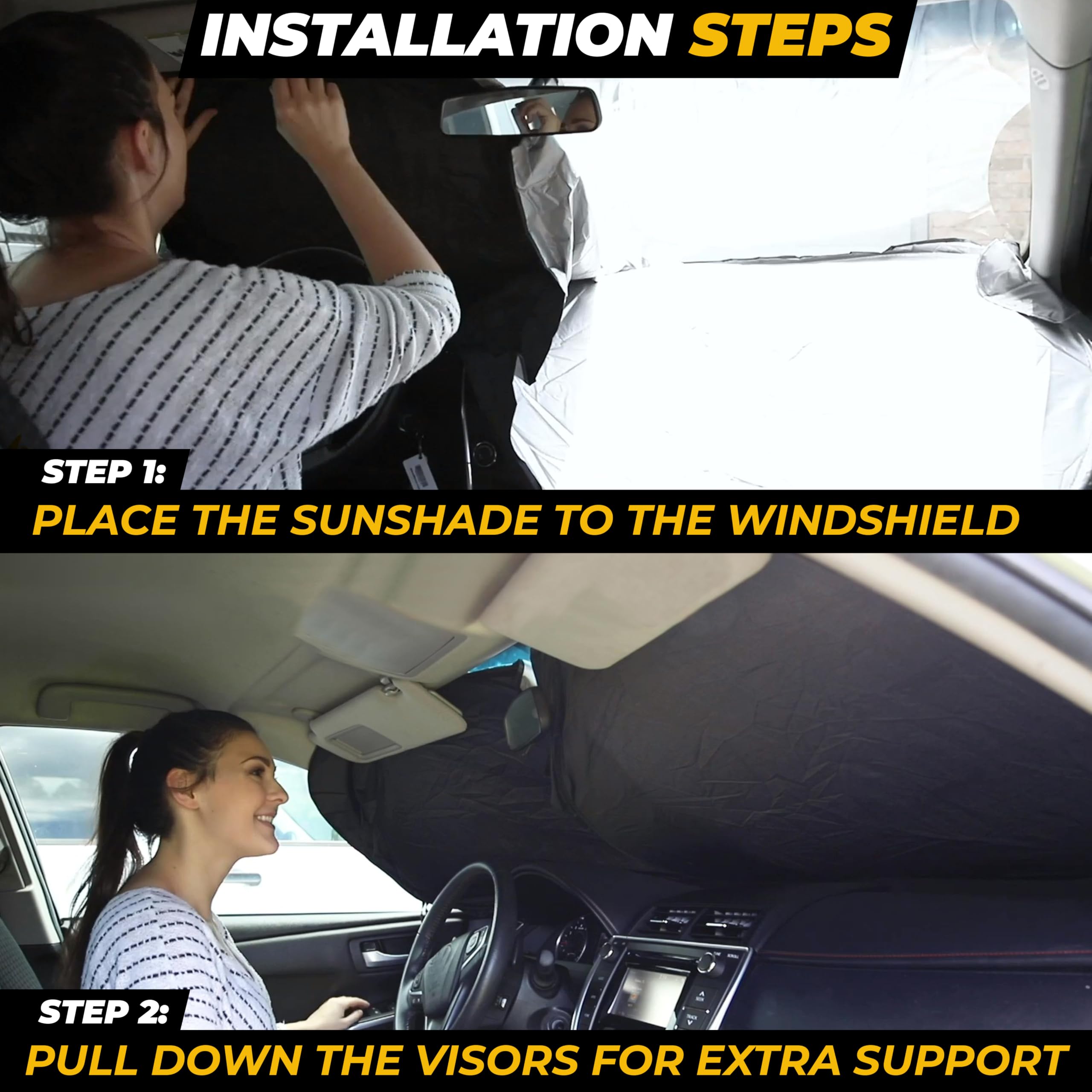Big Rig Windshield Truck Windshield Sun Shade for Big Rigs & Pickups | EcoNour Foldable XL ...