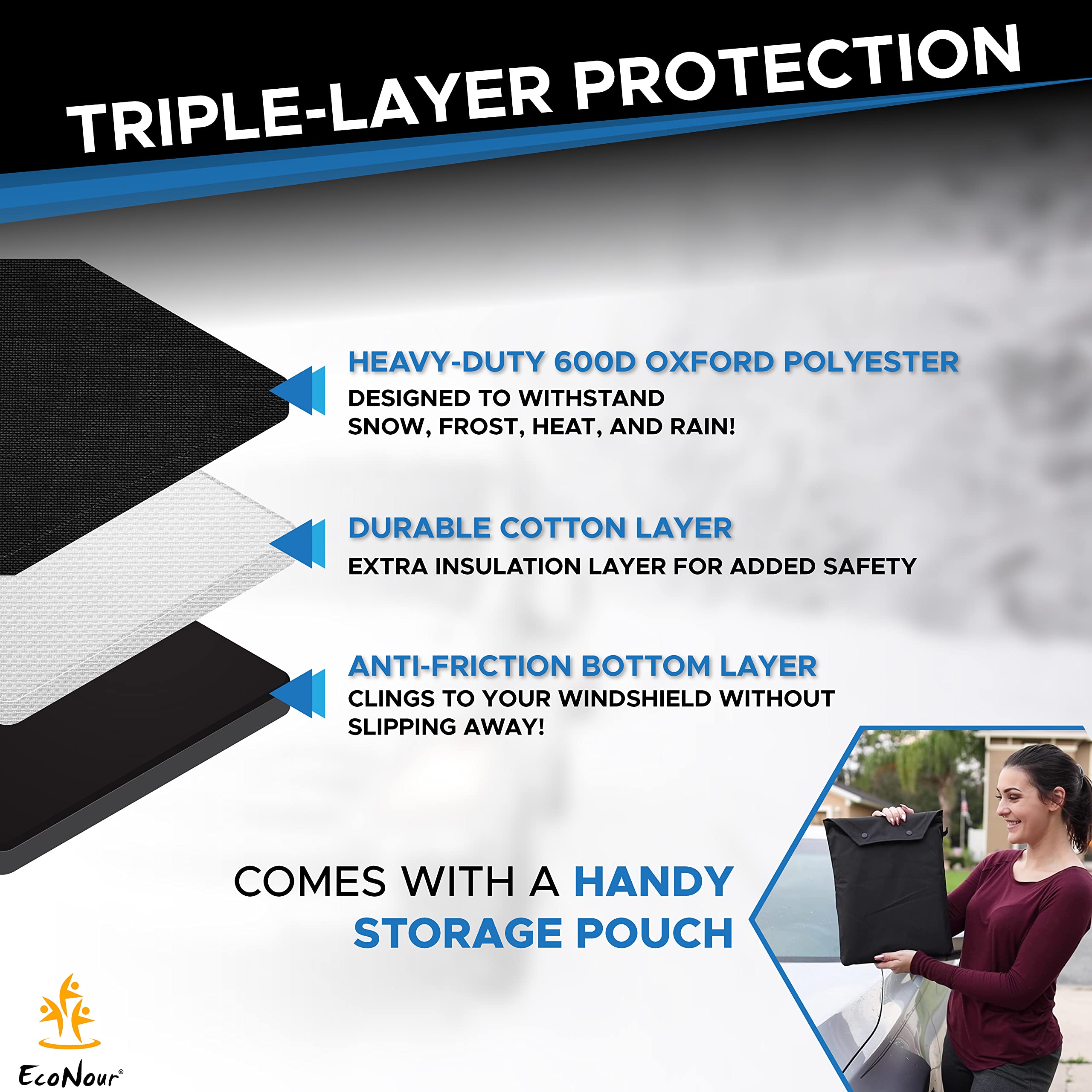 EcoNour Windshield Cover for Ice and Snow Medium (69