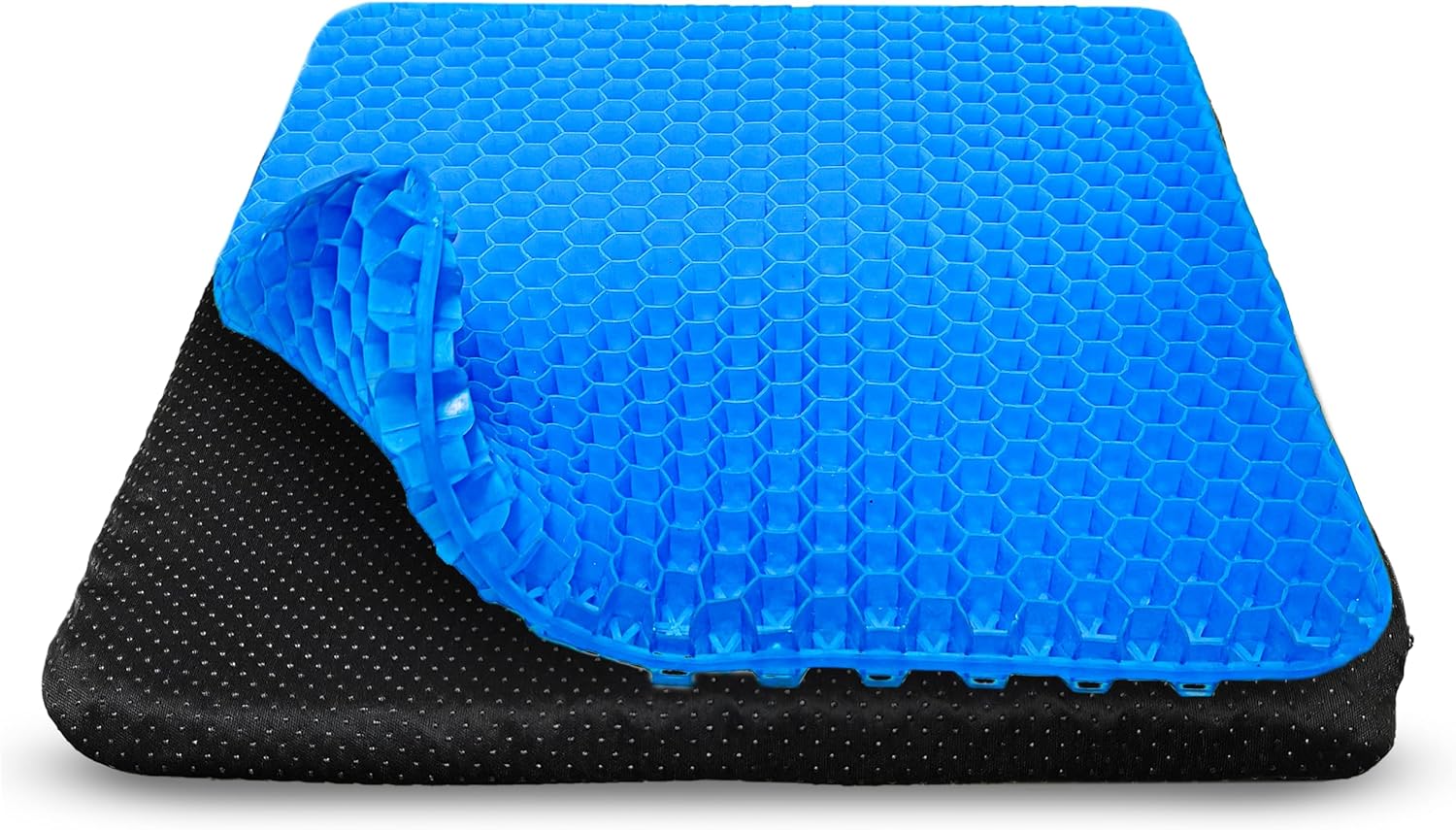 EcoNour Gel Seat Cushion for Pain Relief - Blue | Removable Double-Layer Honeycomb Design for Tailbone & Sciatica Relief | Durable, Breathable & Washable Cover Cushion for Office, Car and Wheelchair