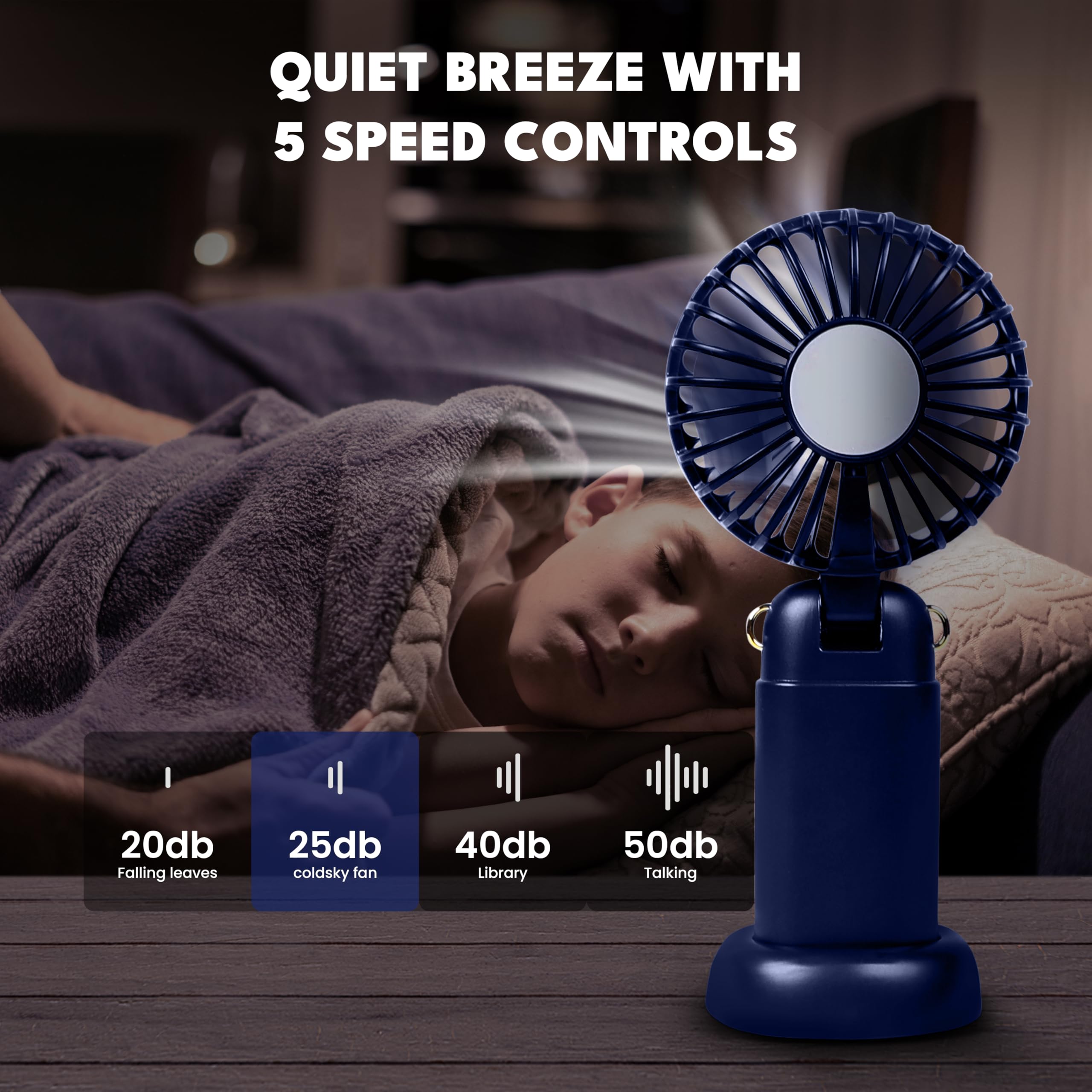 EcoNour Portable Handheld Fan | USB Rechargeable Mini Fan with 5 Speeds