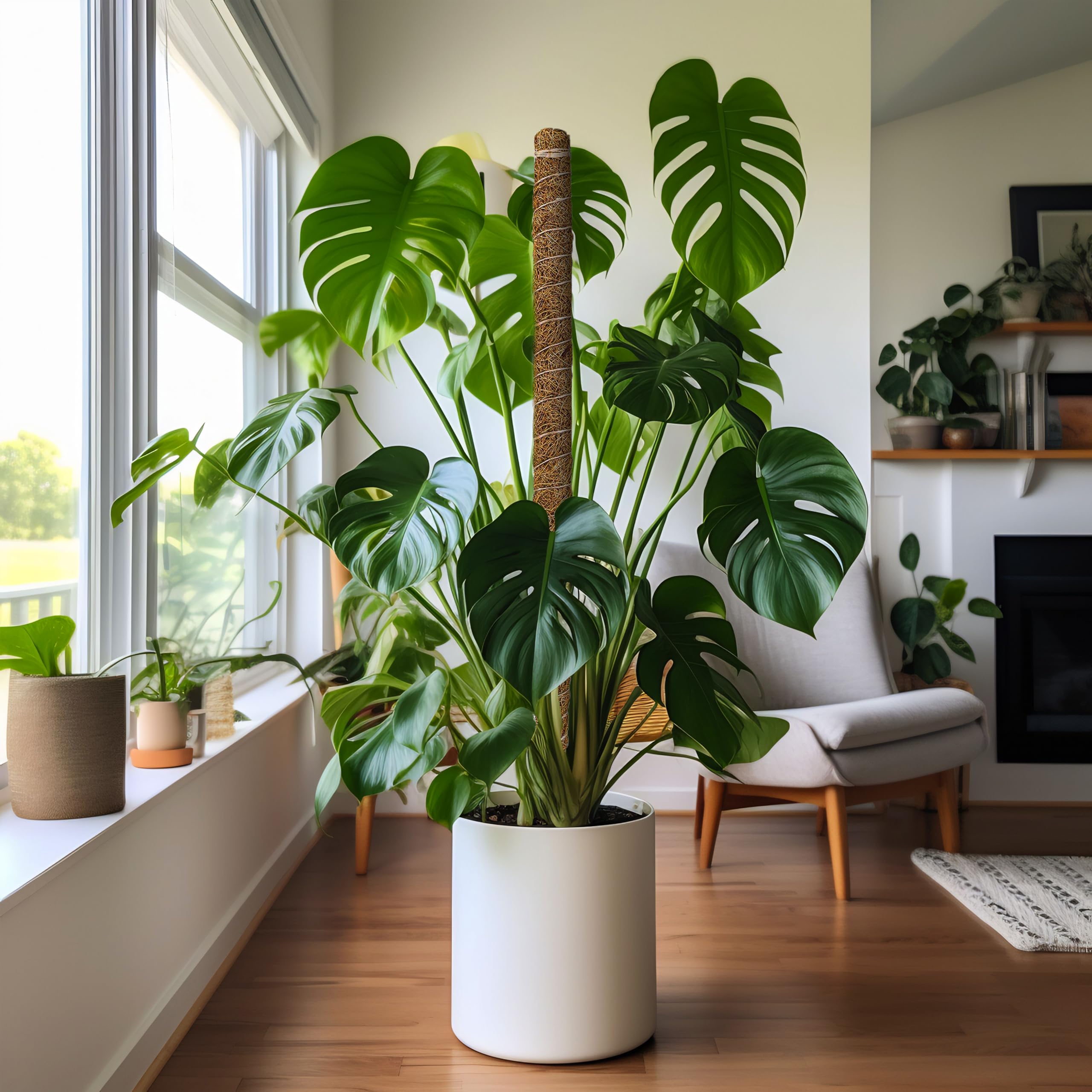 Moss pole Monstera plant support 28 inch EcoNour 2 pack for philodendrons