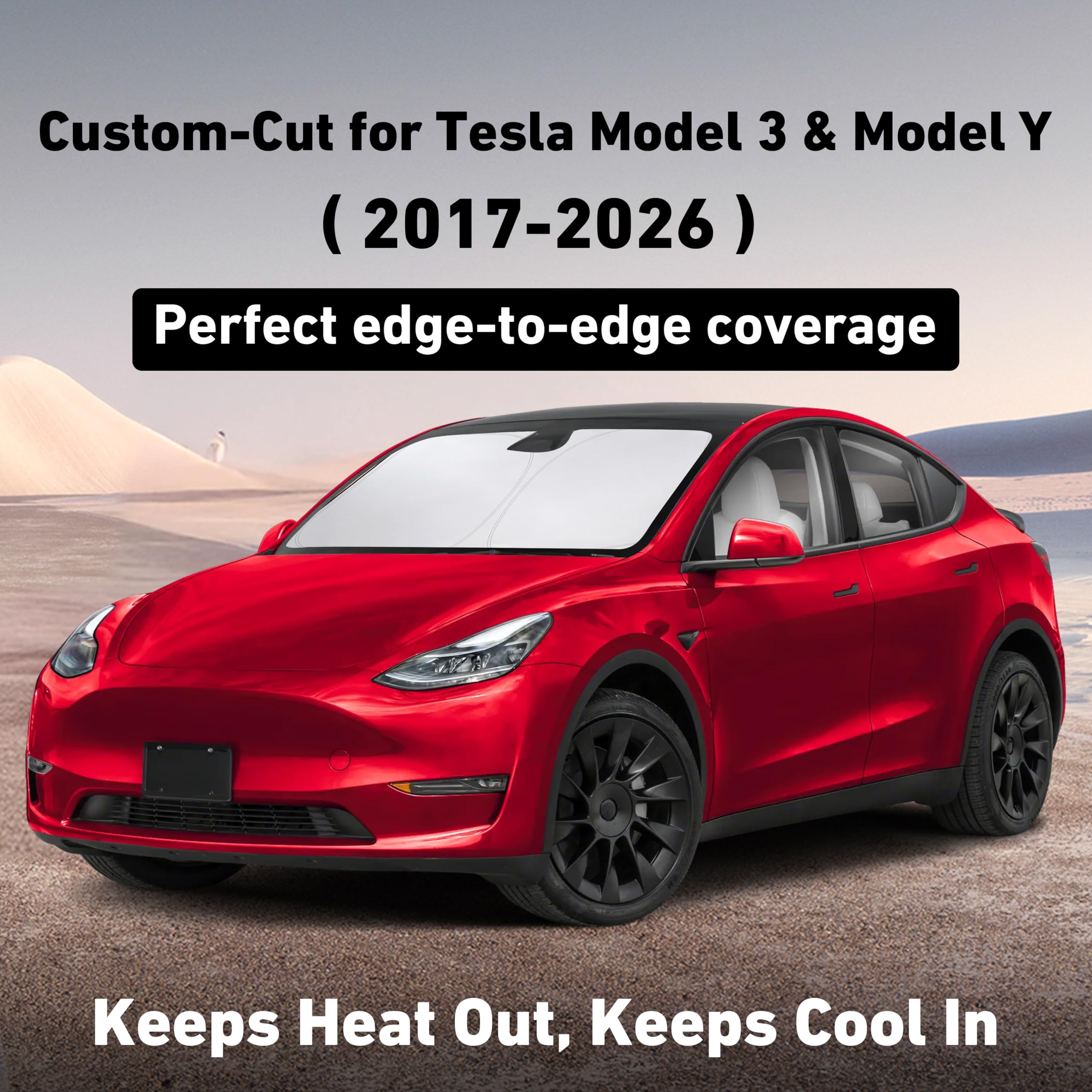 EcoNour Windshield Sun Shade Compatible for Tesla Model 3 & Model Y 2017�2026...