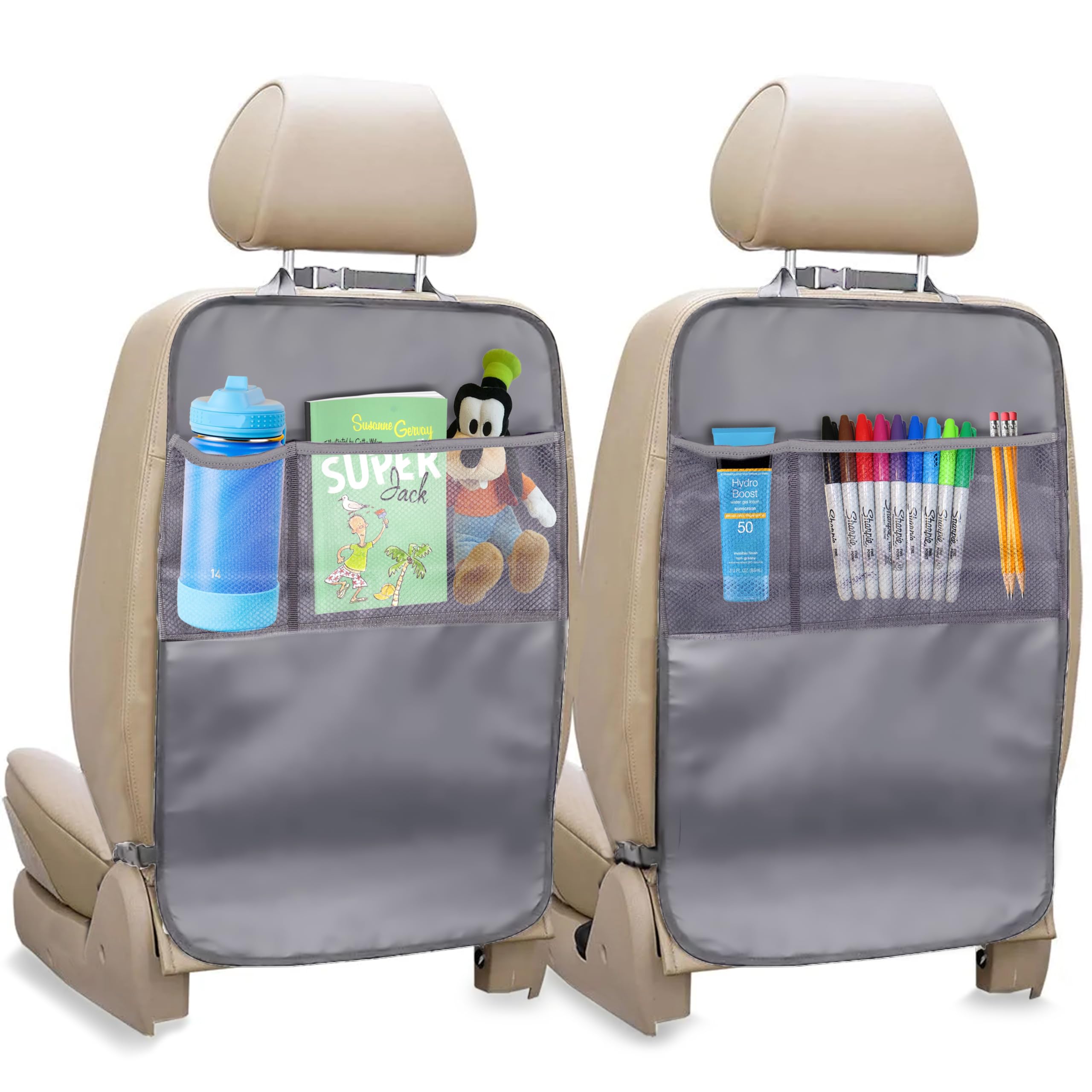 EcoNour Back Seat Protector 2-Pack (Grey) – Protects car seats from kids’ dirt, mud, and scratches.