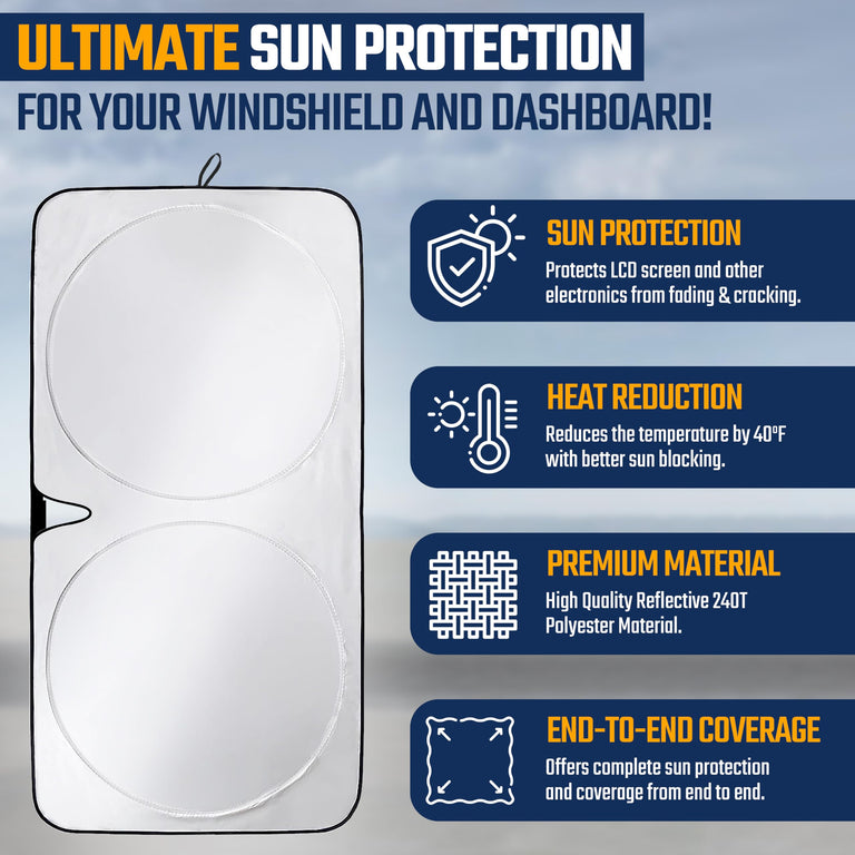 Car Windshield Sunshade – EcoNour Foldable Sun Visor with Mirror Cut