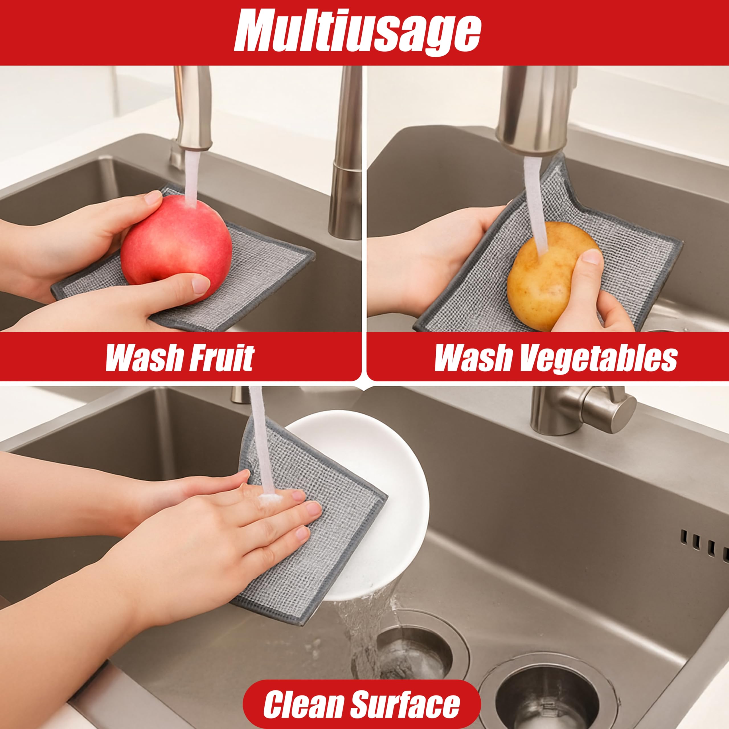 Reusable 3-Layer Non-Scratch Wire Dishcloth for Pots and Pans