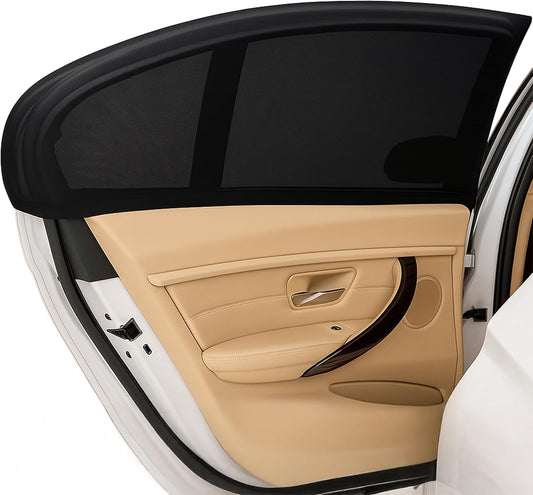 EcoNour Back Window Sun Shade for Car (2 Pack) | Total Protection from Sun Heat and UV Window Mesh Screen for Cars | Complete Shades for Car Windows Kids Protect from Harmful Sun Rays | Small 32"x15”